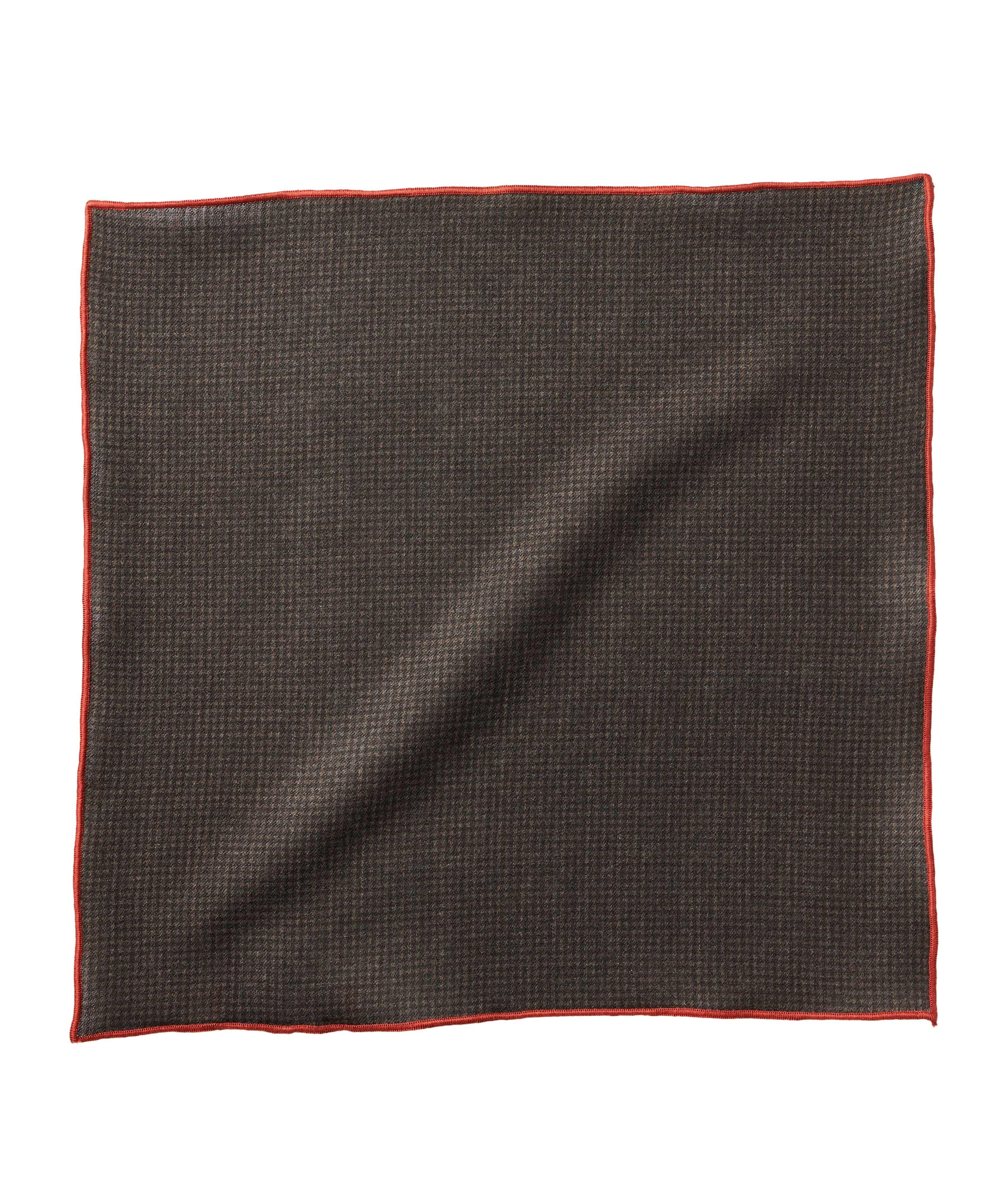 Harold Reversible Houndstooth Print Silk Pocket Square In Brown