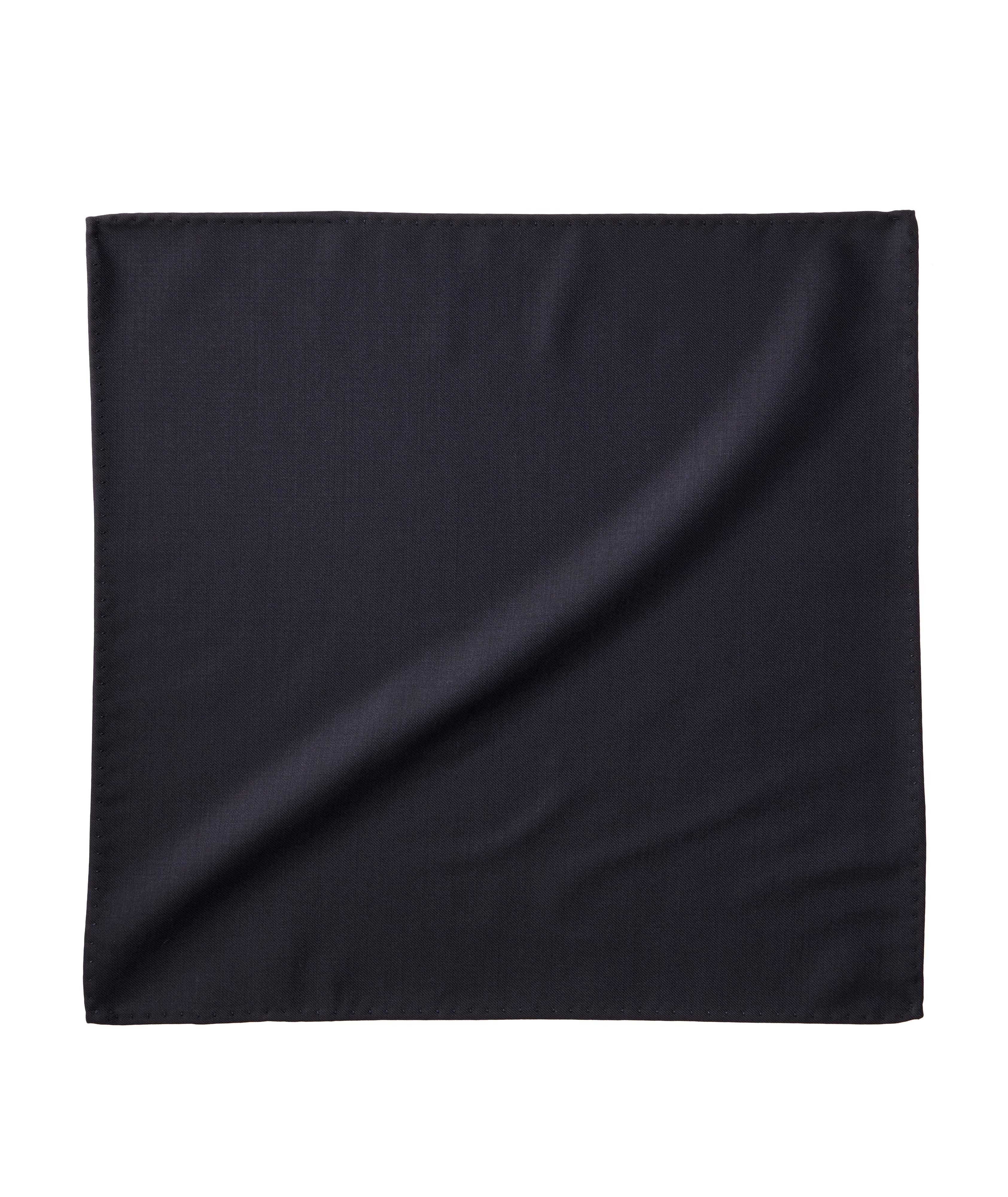 Harold Melange Twill Wool Pocket Square In Blue