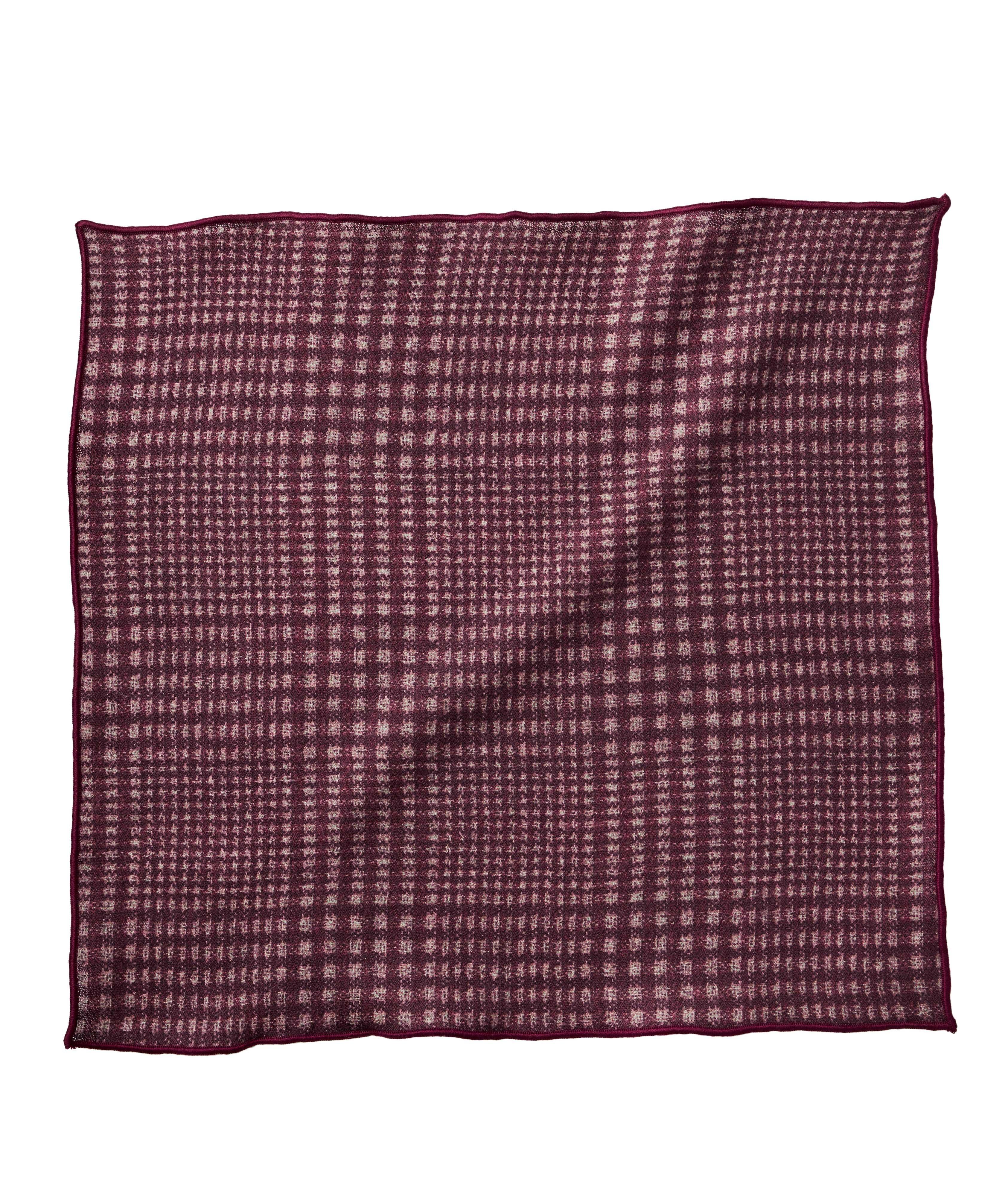 Harold Melange Glencheck Pattern Wool Pocket Square In Red