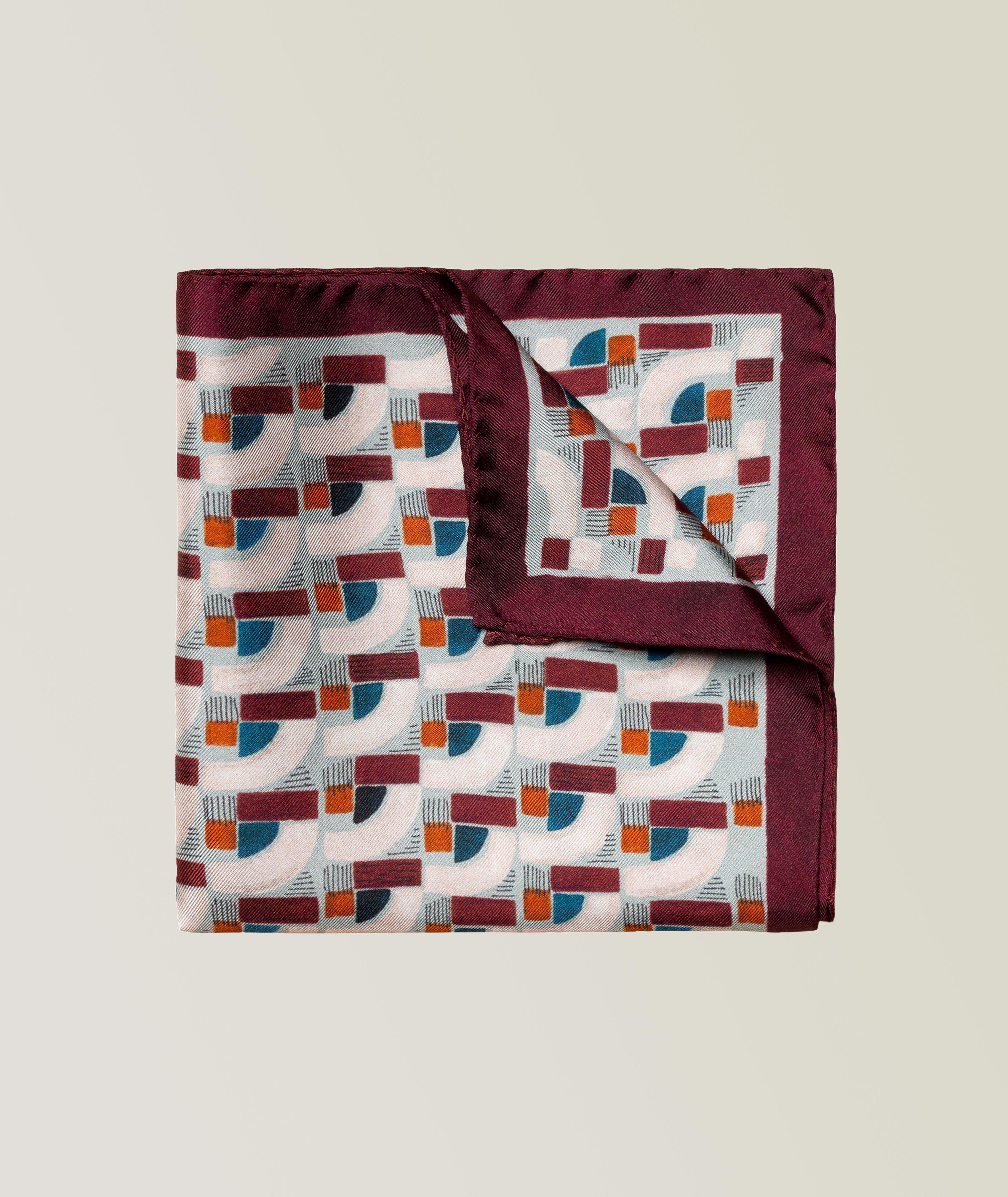 Geometric Print Silk Pocket Square