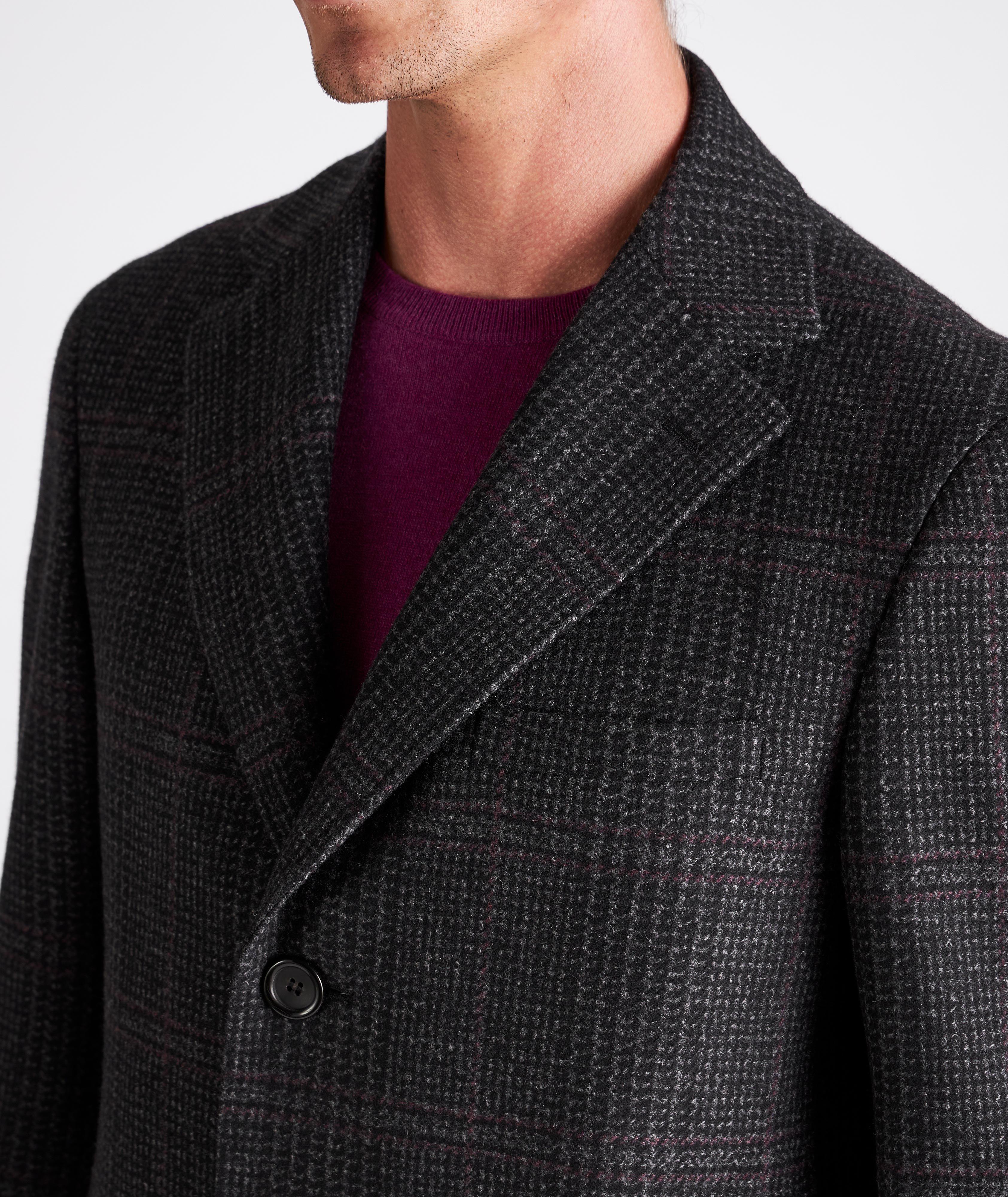 Canali Kei Wool-Cashmere Plaid Overcheck Car Coat | Coats | Final Cut