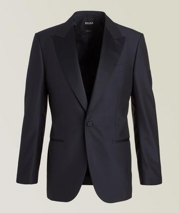 Emporio Armani David Line Jacquard Wool Silk Tuxedo Jacket