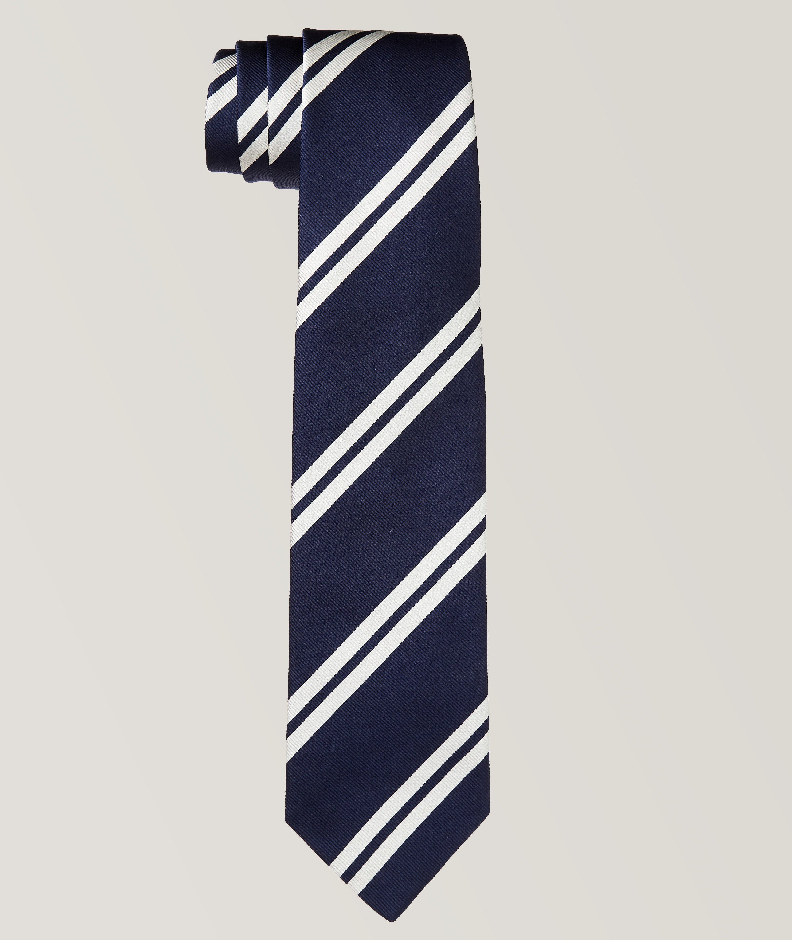 Regimental Stripe Patterned Silk Tie