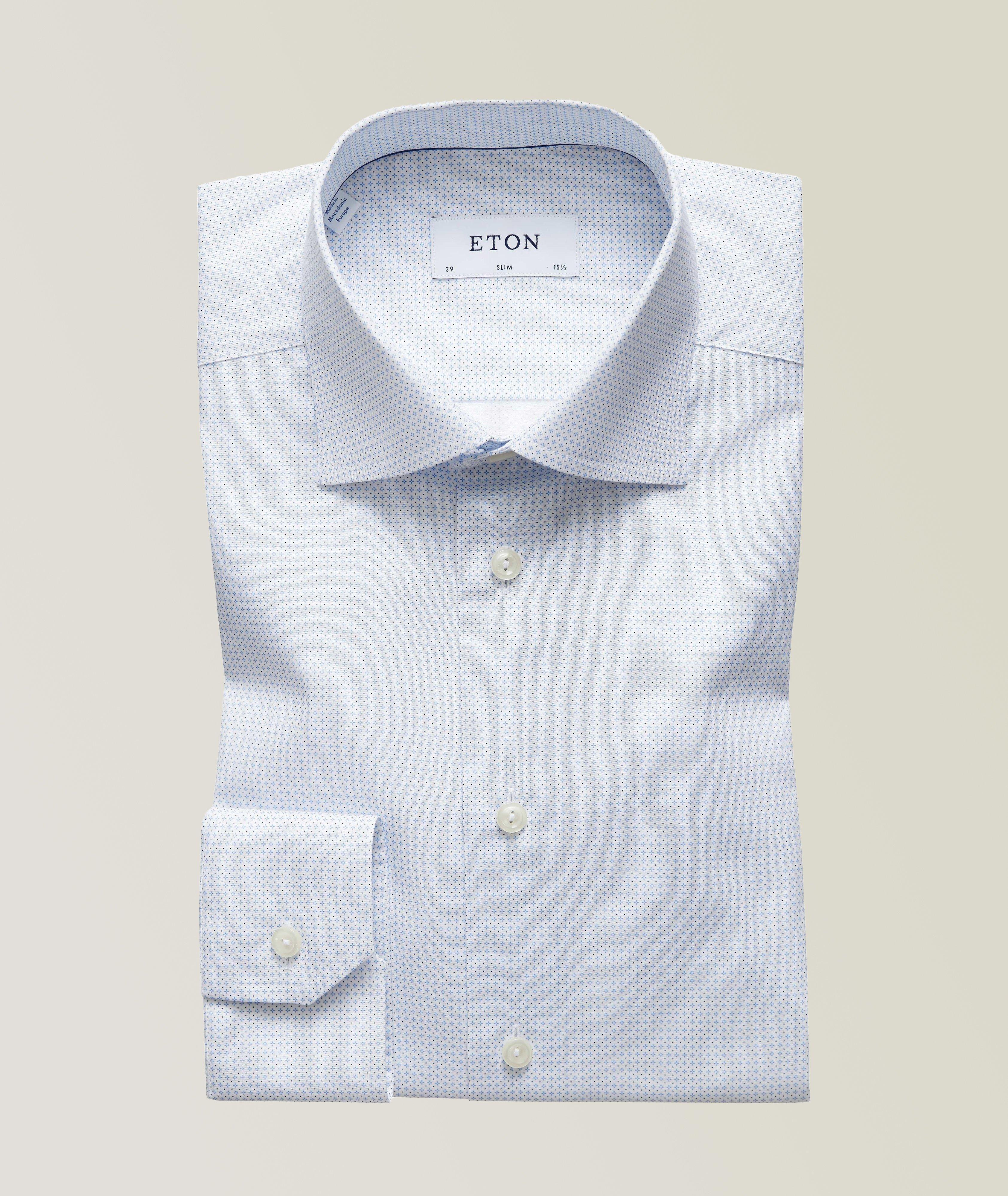 Slim-Fit Poplin Cotton Micro-Print Shirt