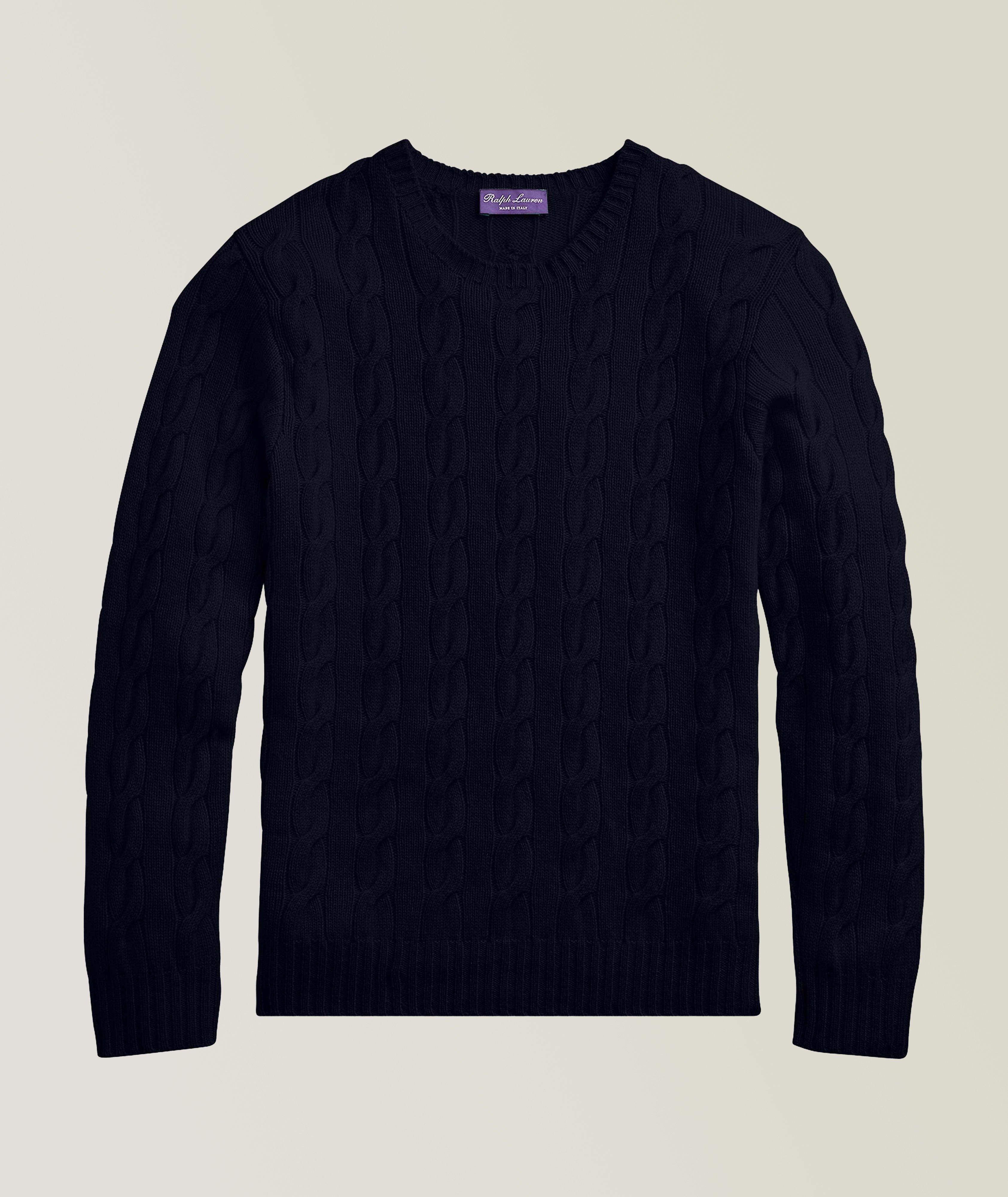 White Cable-knit cashmere sweater, Ralph Lauren Purple Label