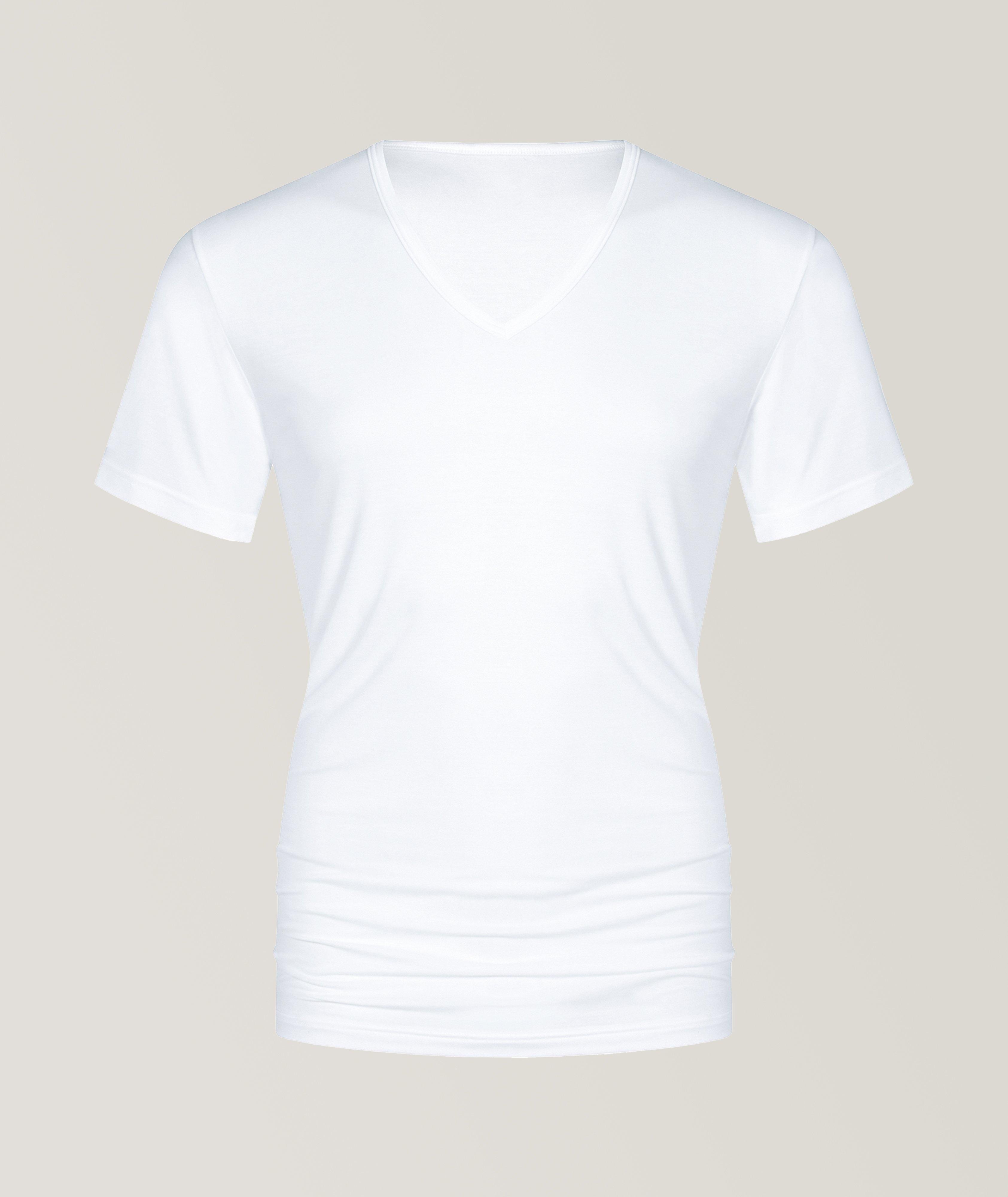 MEY T-Shirt En Modal Extensible À Encolure En V En Blanc , Taille Homme TG