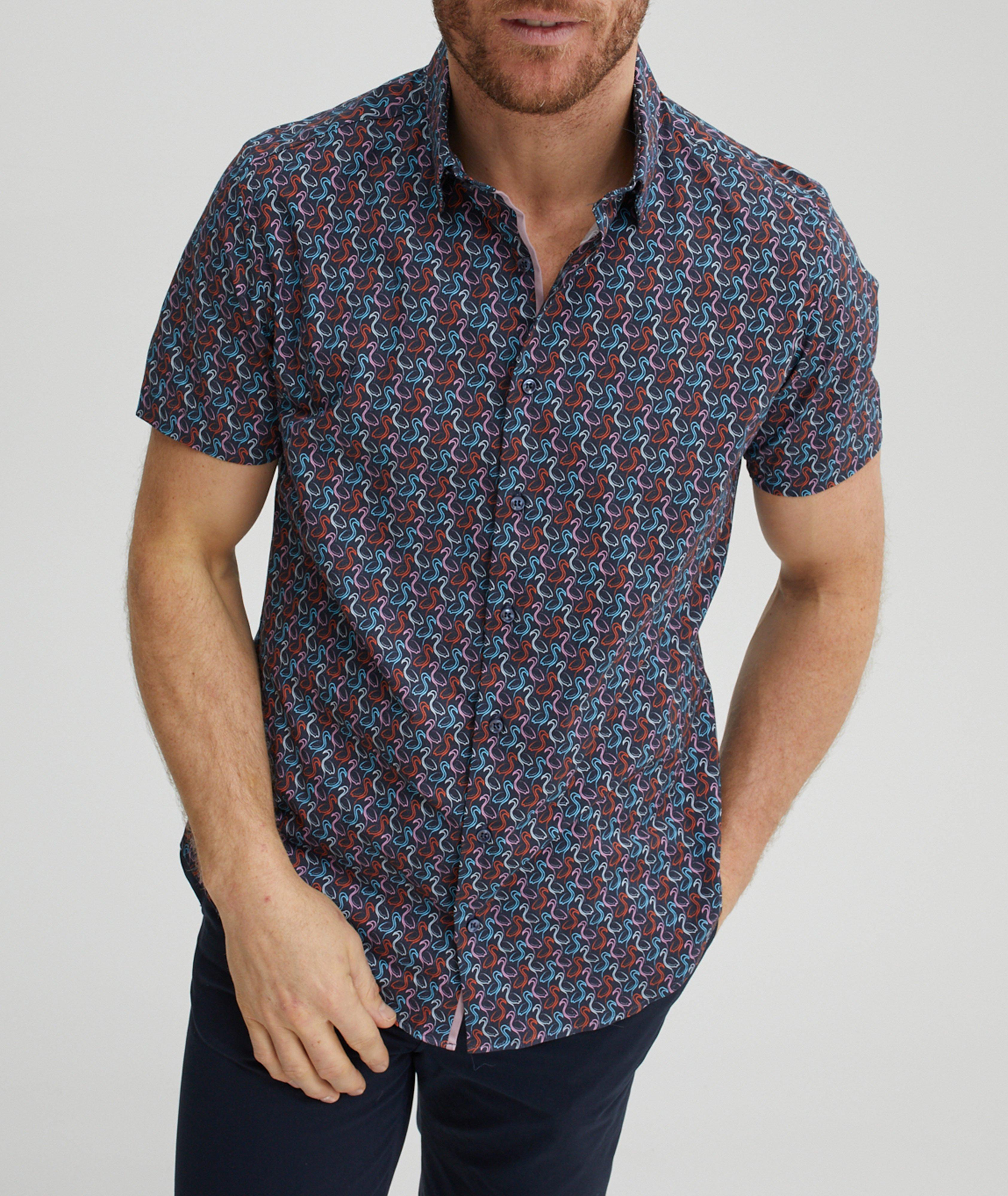 Flamingo Printed Cotton-Poplin Sport Shirt image 1