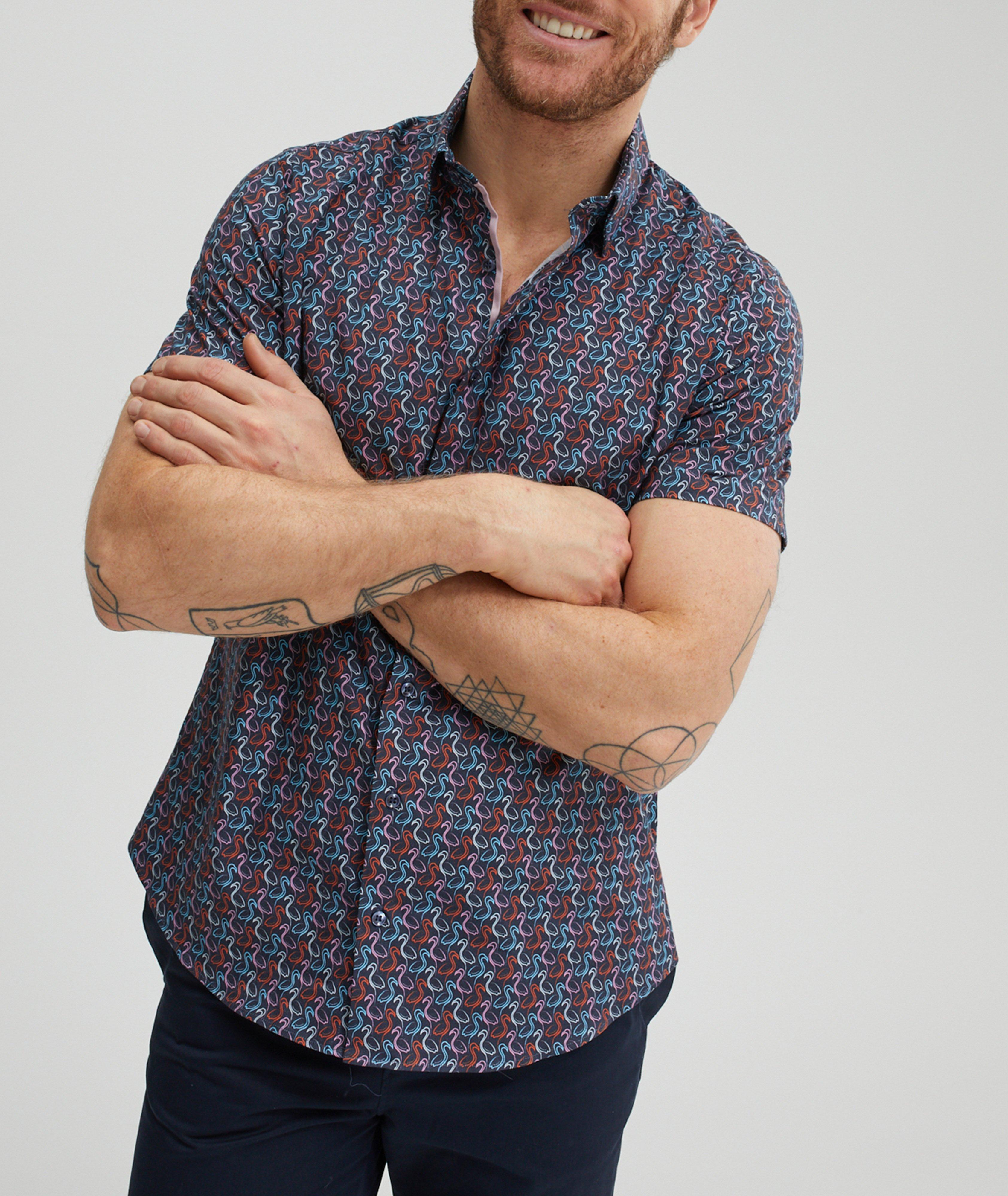 Flamingo Printed Cotton-Poplin Sport Shirt image 2