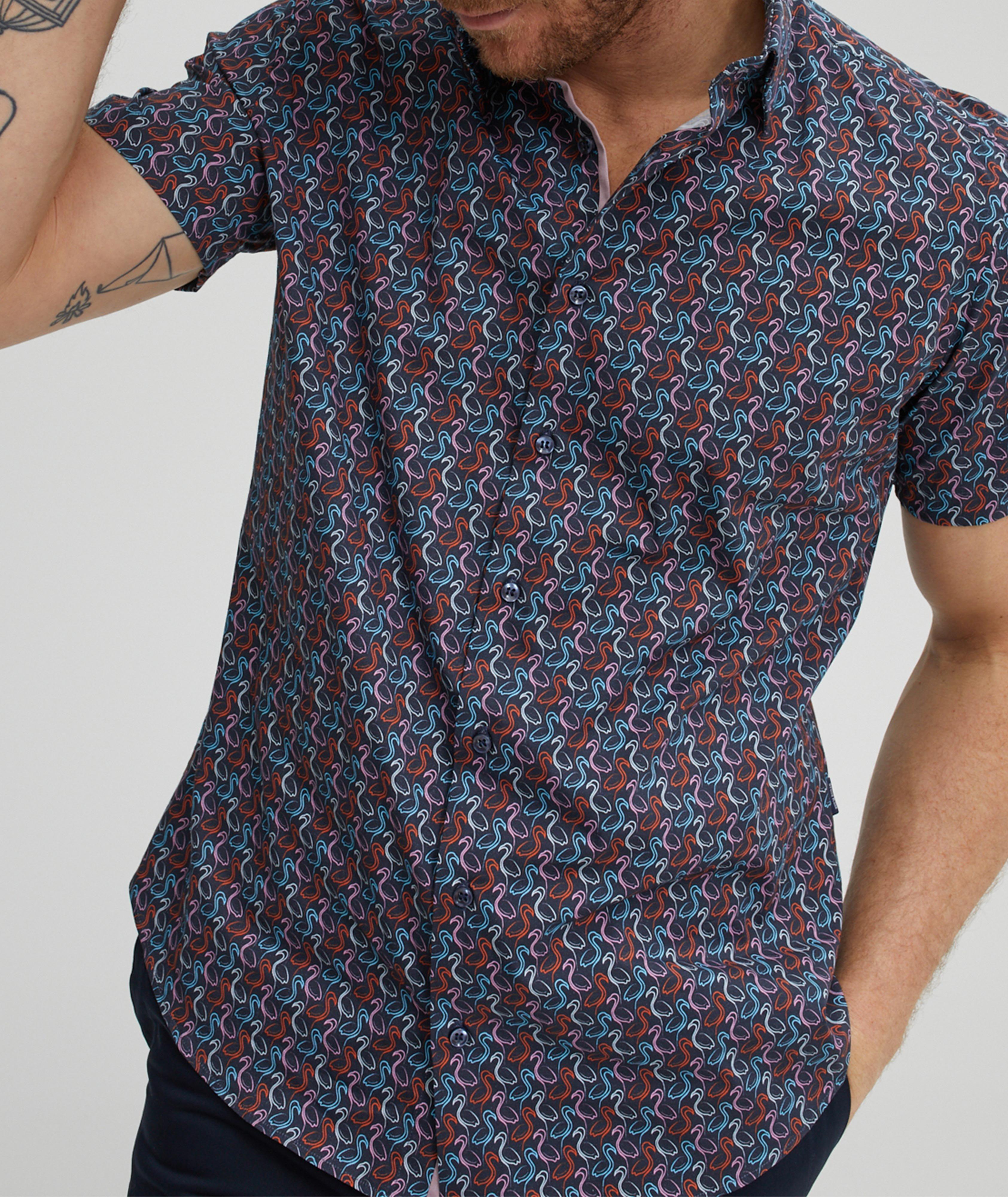 Flamingo Printed Cotton-Poplin Sport Shirt image 3