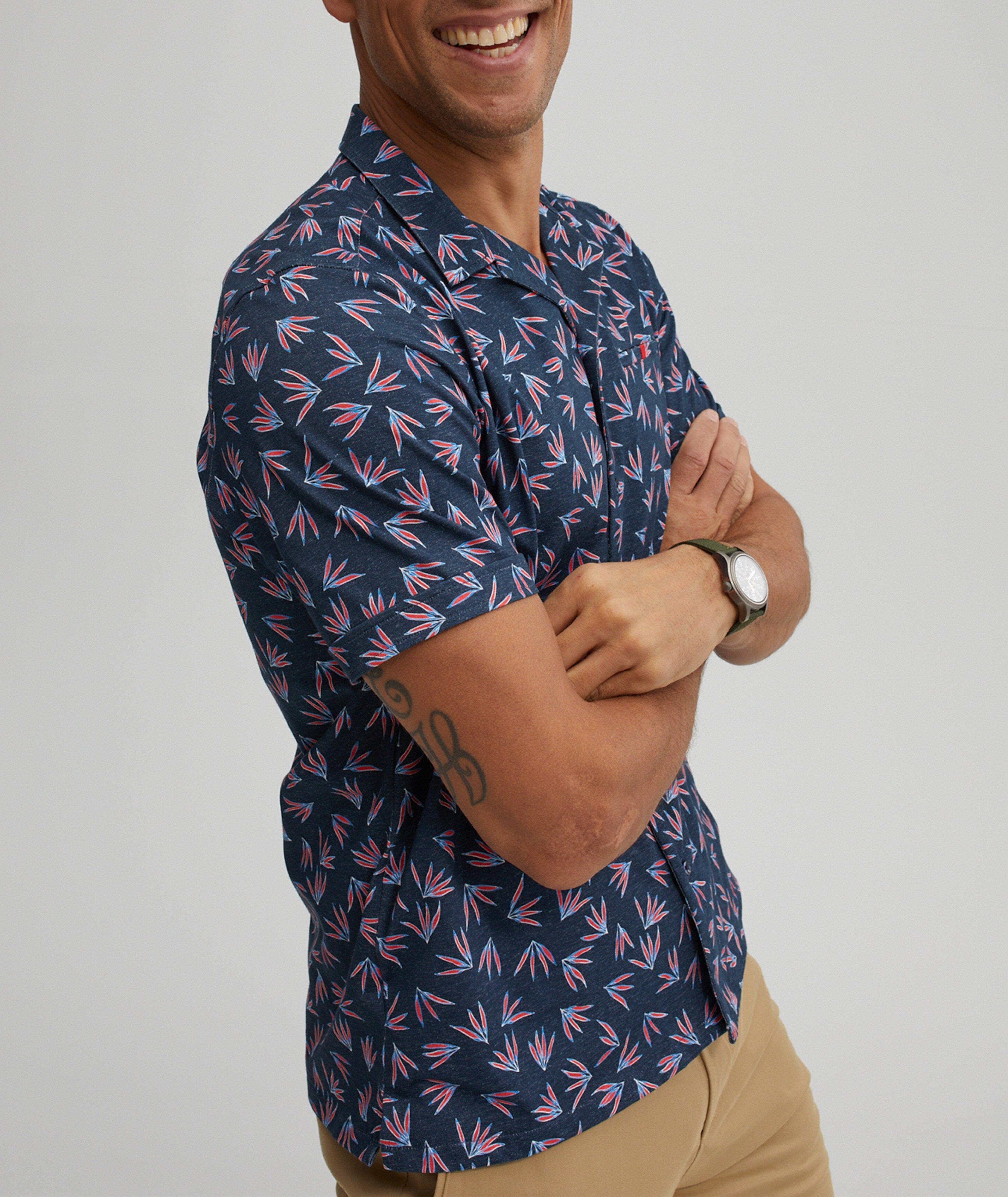Palm Leaf Printed Stretch-Cotton Sport Shirt image 2