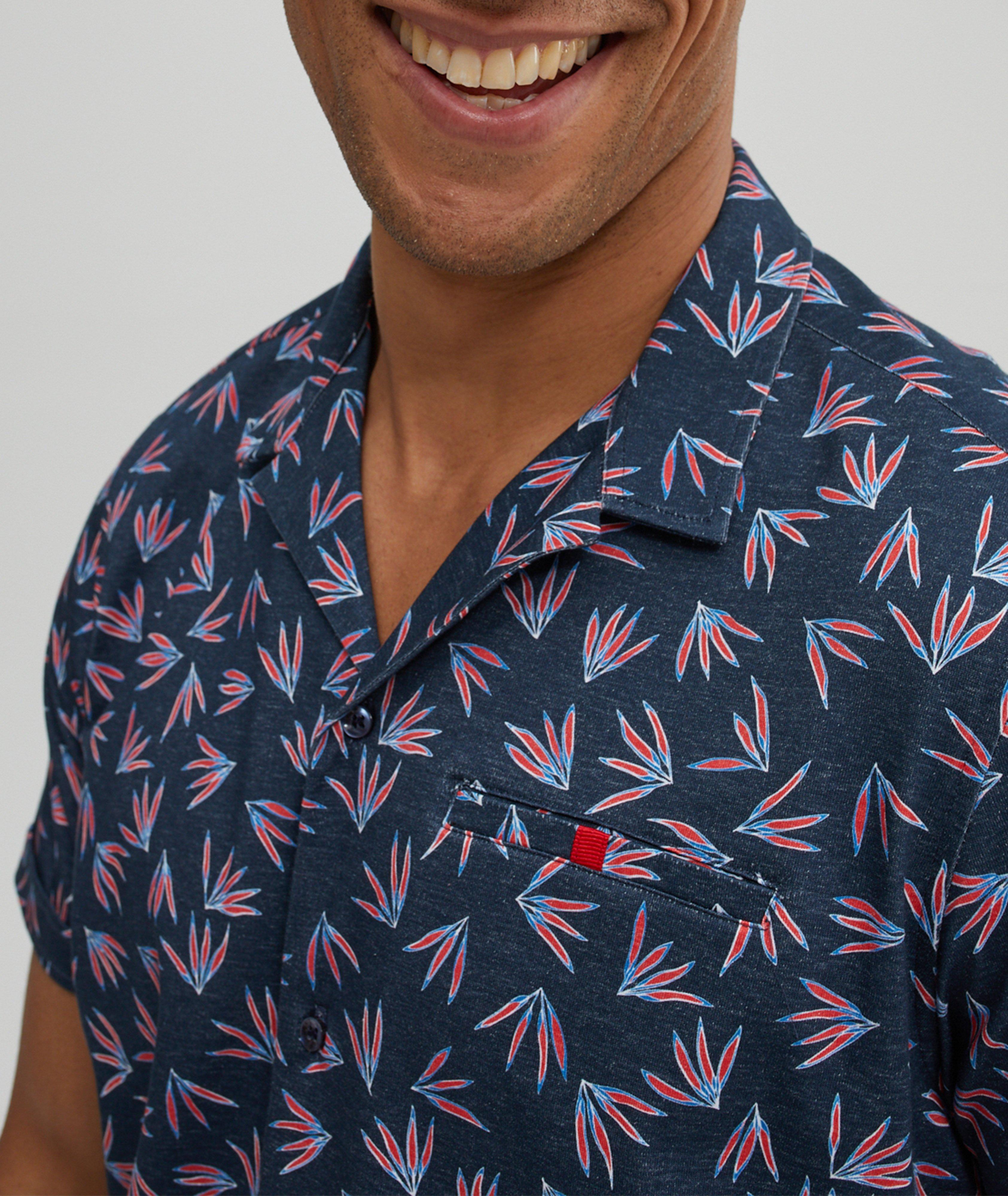 Palm Leaf Printed Stretch-Cotton Sport Shirt image 3