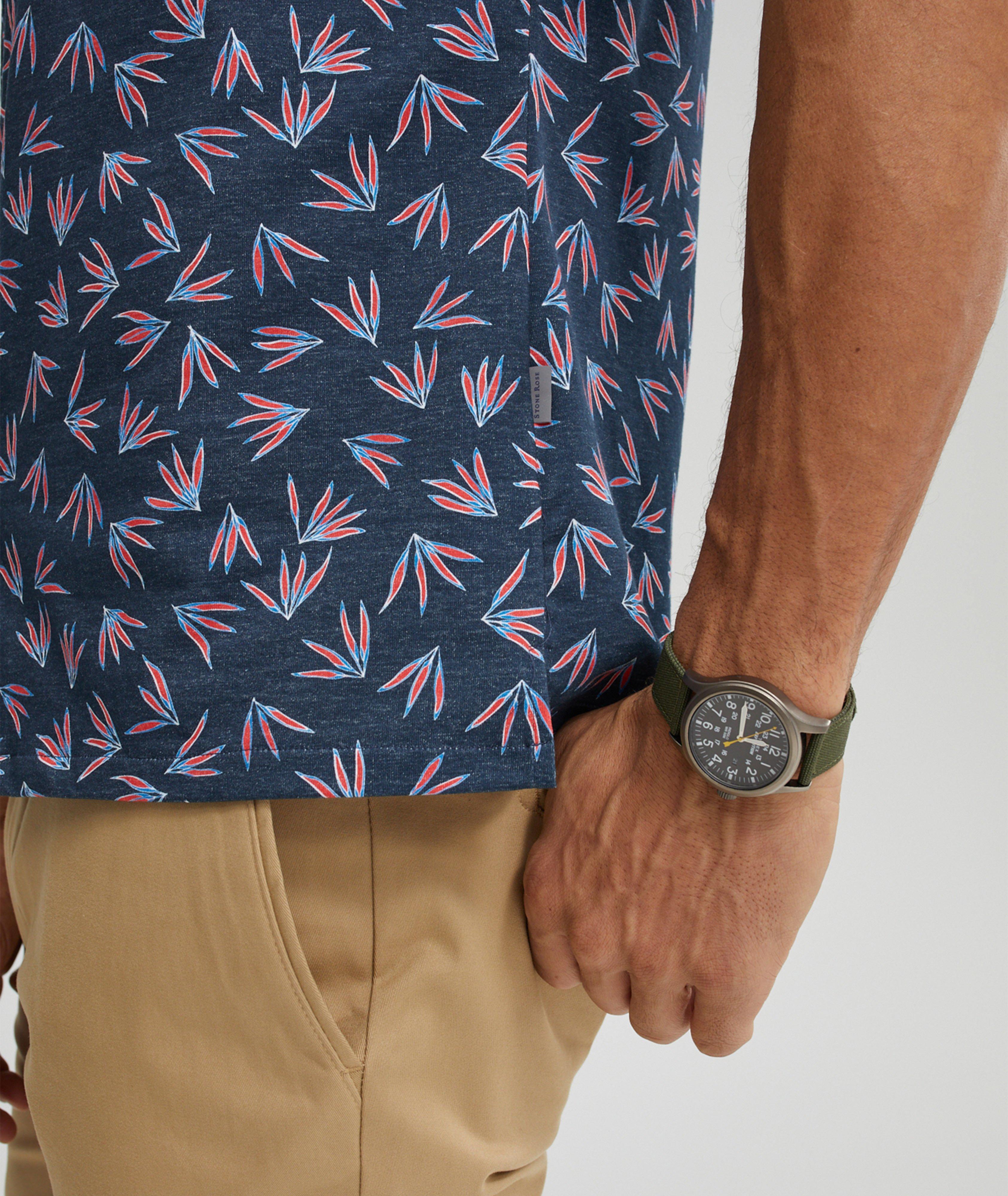 Palm Leaf Printed Stretch-Cotton Sport Shirt image 4