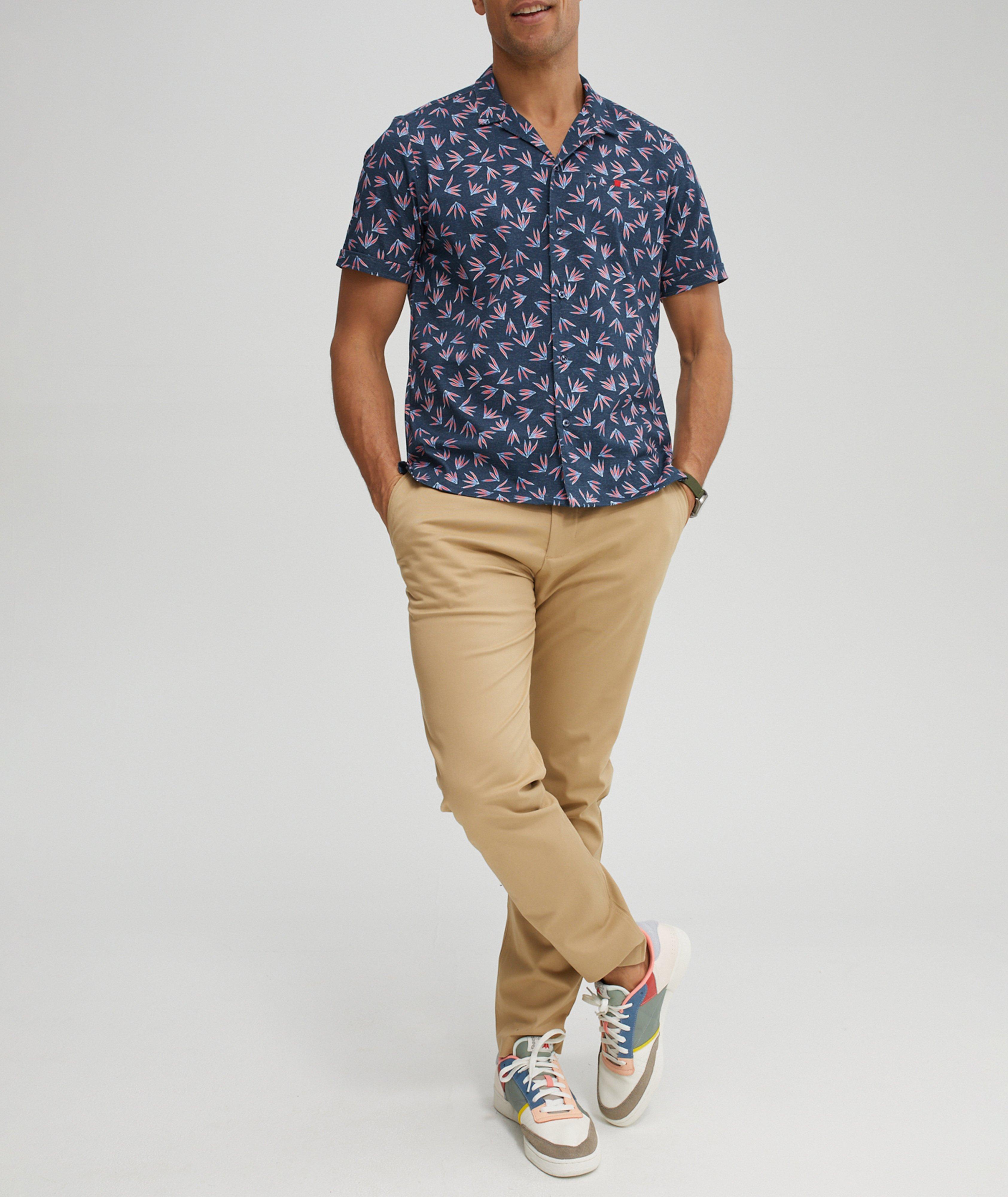 Palm Leaf Printed Stretch-Cotton Sport Shirt image 5