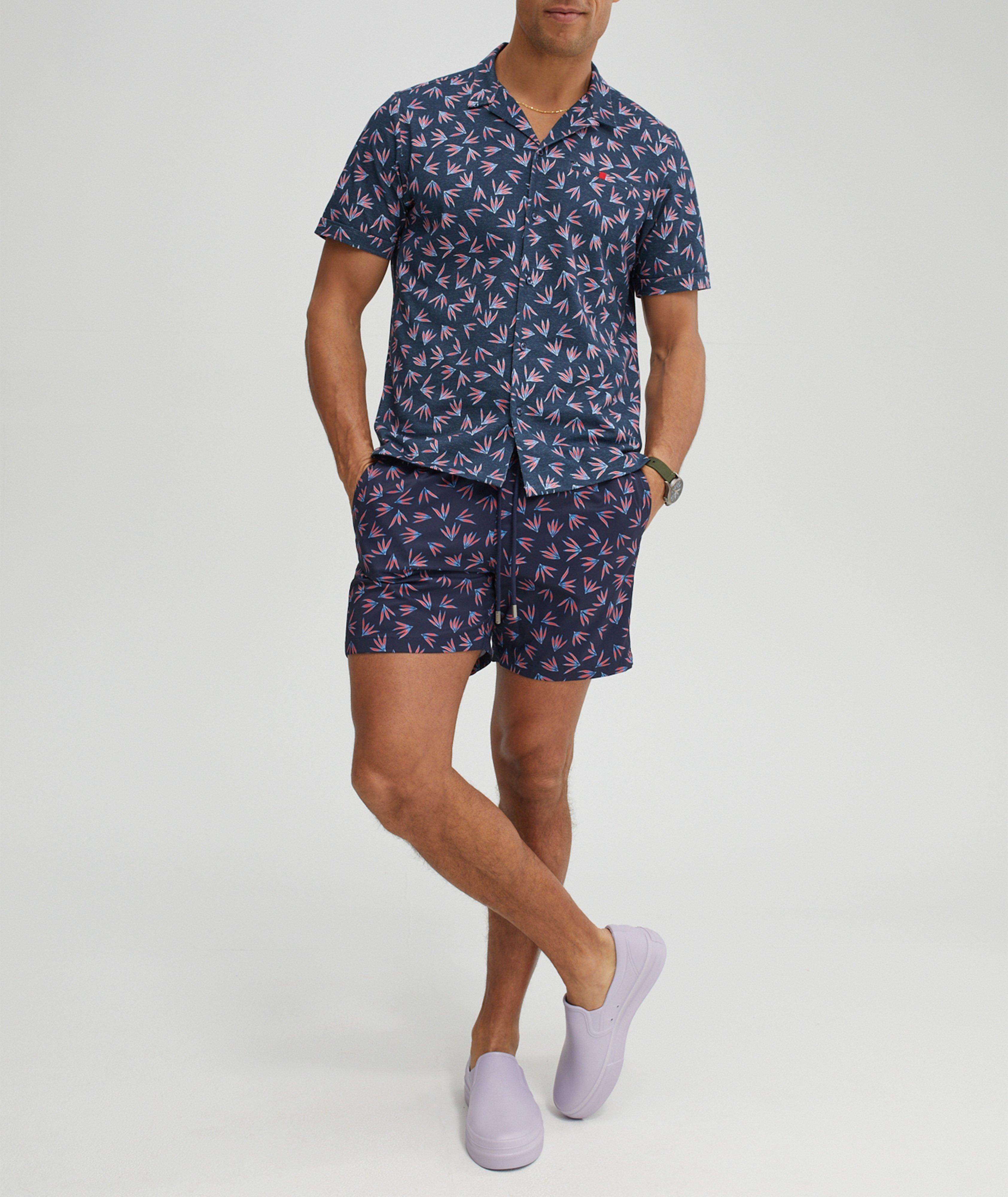 Palm Leaf Printed Stretch-Cotton Sport Shirt image 6