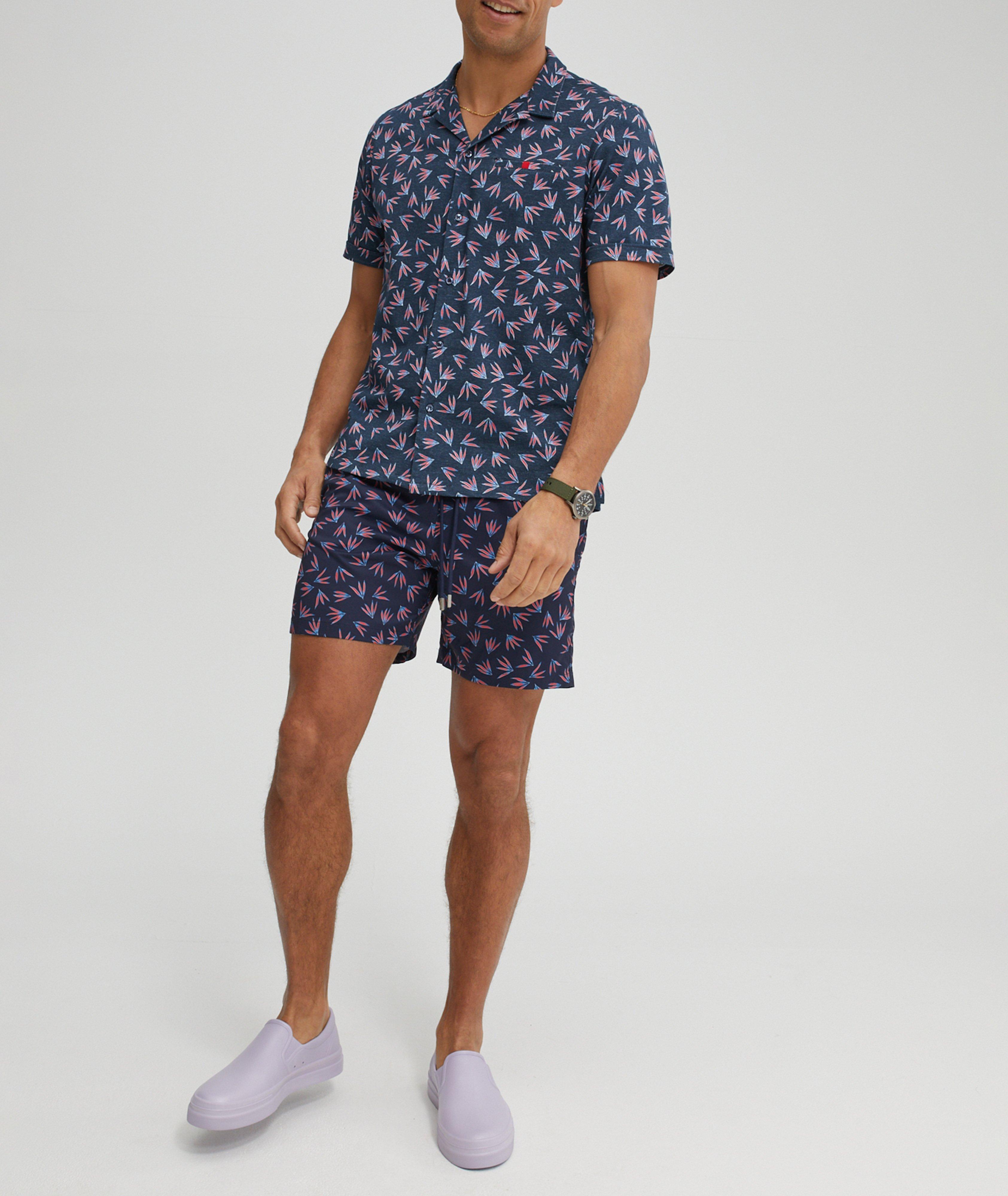 Palm Leaf Printed Stretch-Cotton Sport Shirt image 7
