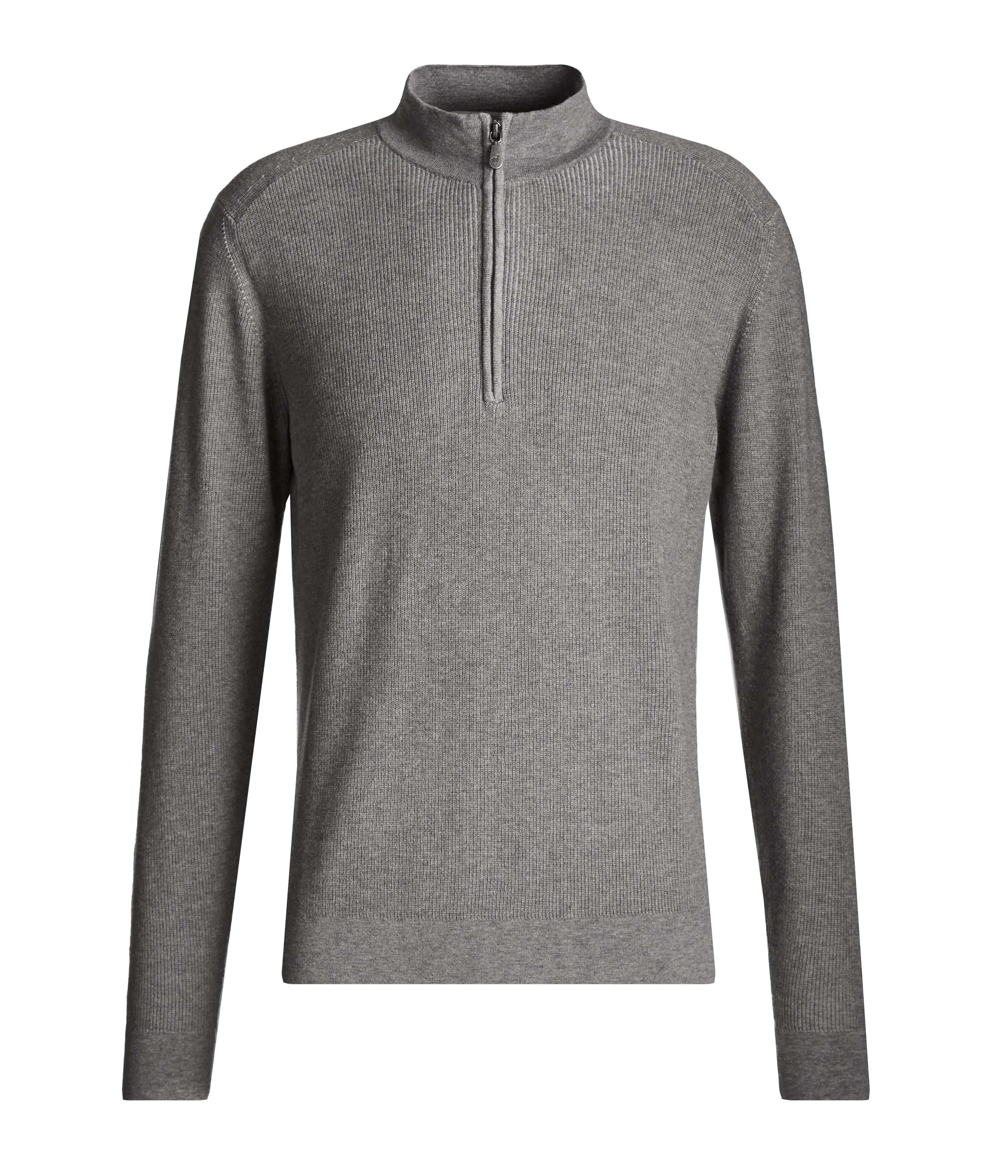 Mock Neck Half-Zip Cotton Sweater image 0