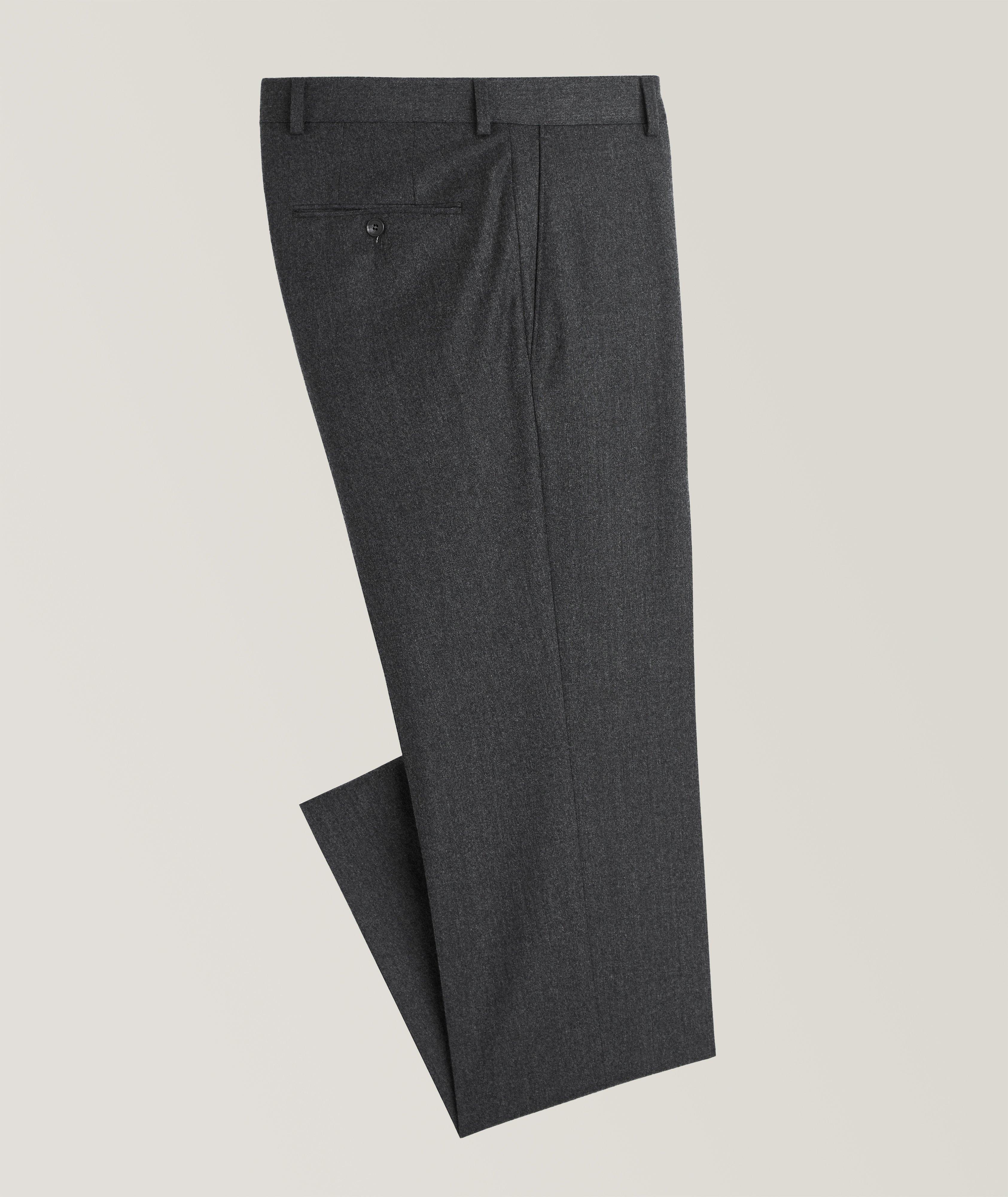 Samuelsohn Slim Fit Flannel Wool Dress Pants In Grey , Men's Size 38