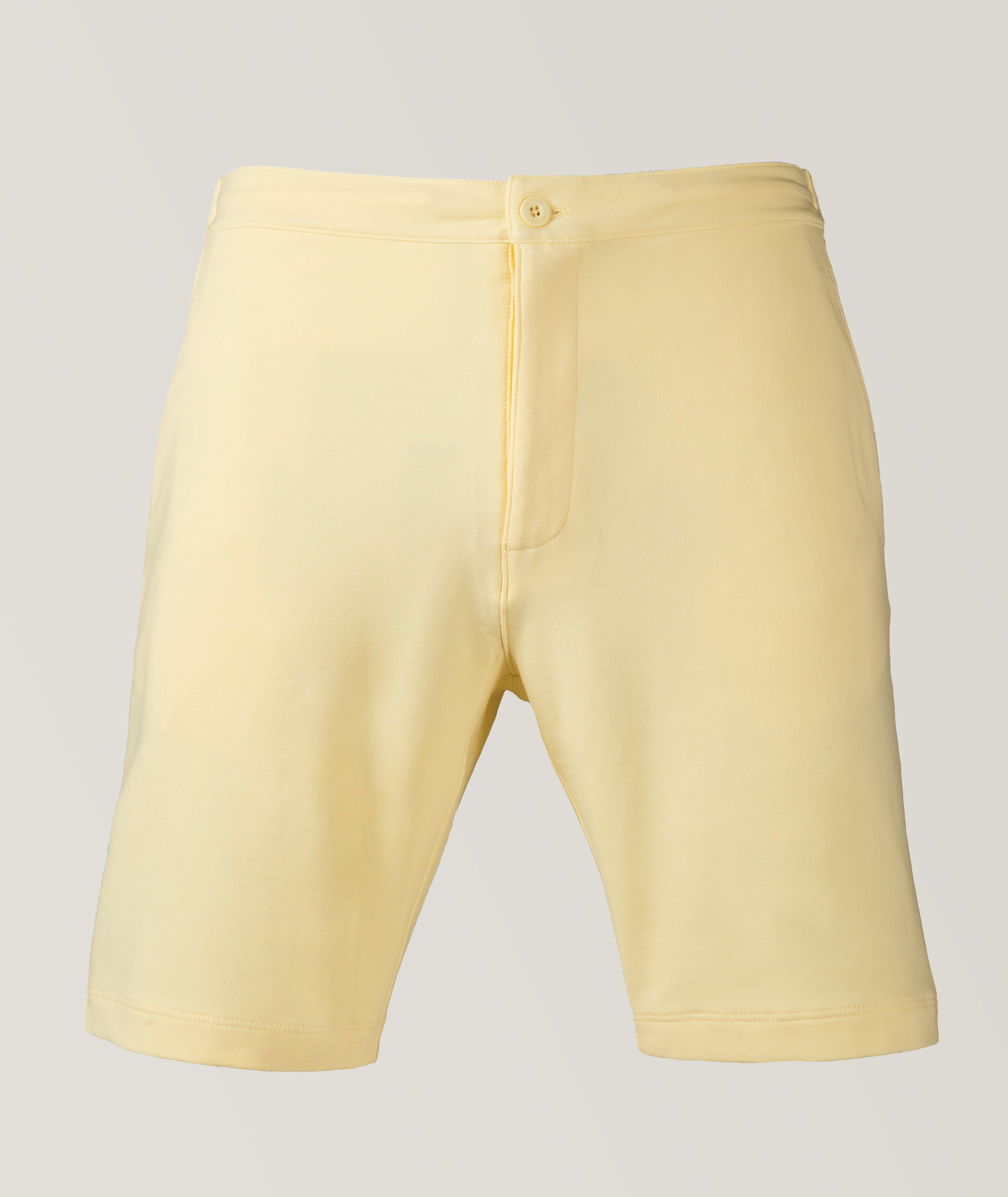 Patrick Assaraf Pima Cotton Stretch French Terry Shorts In Yellow , Men's Size Medium