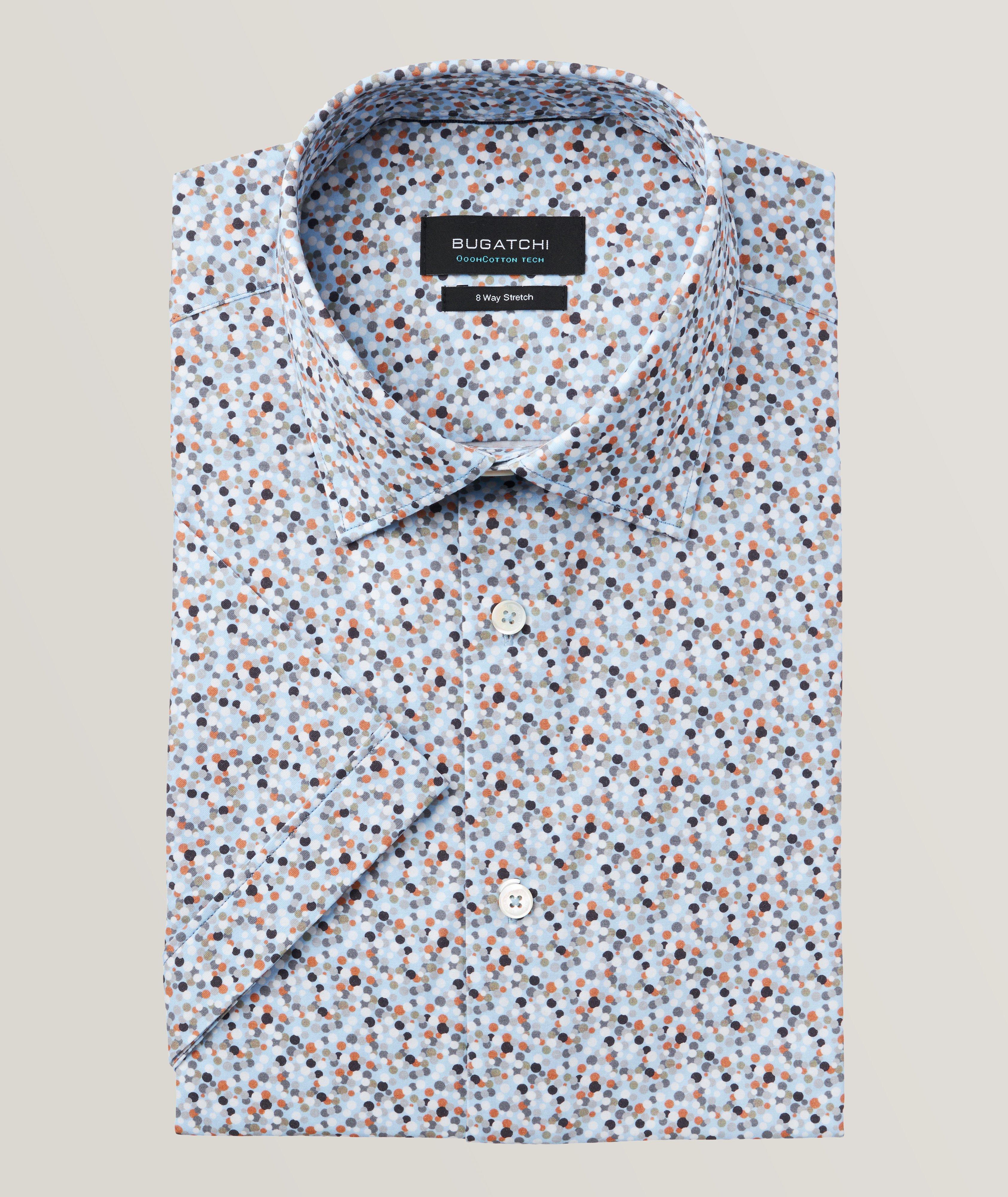 Bugatchi Multicolour Polka Ooohcotton Tech Shirt In Blue , Men's Size Medium