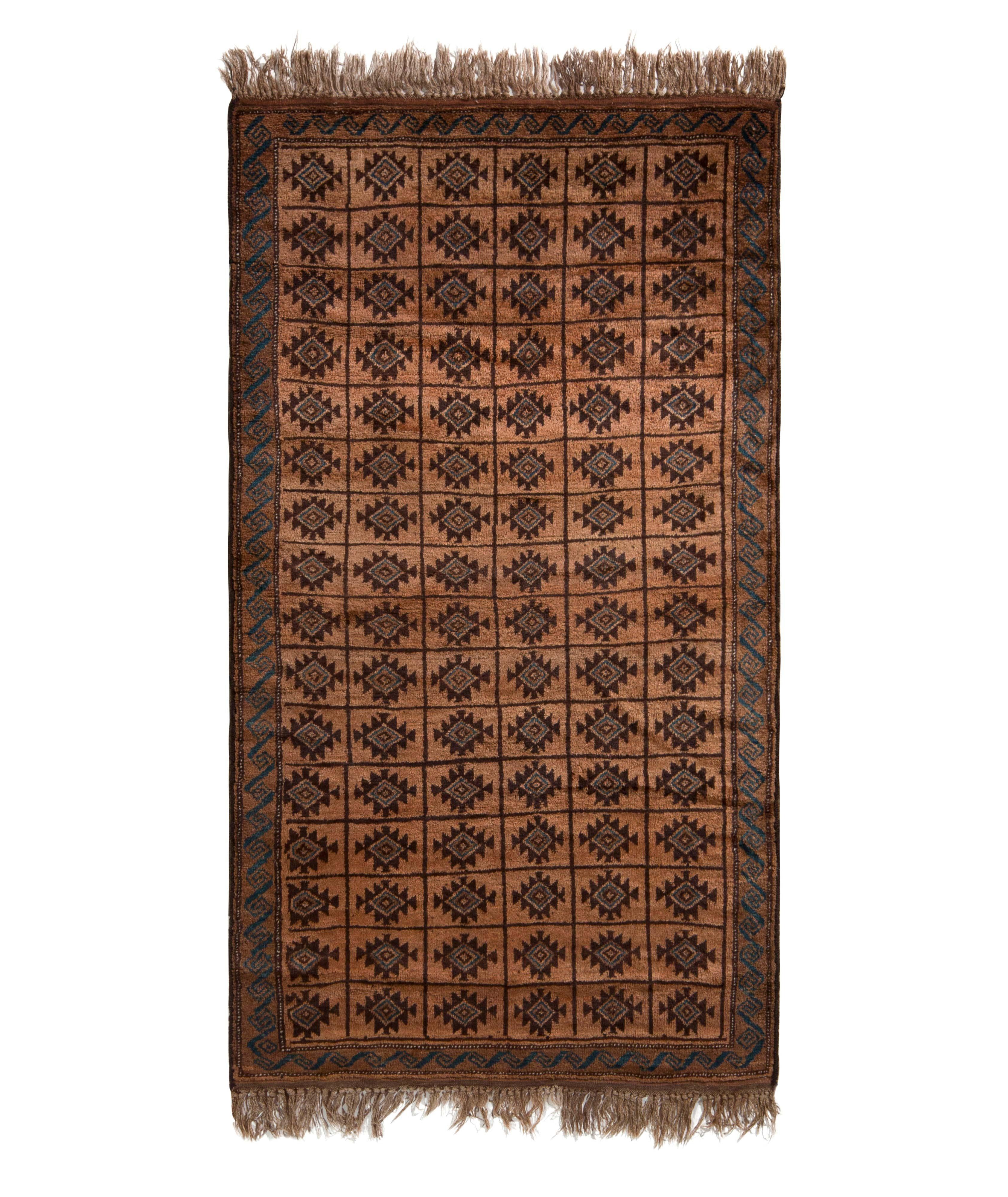 Hand-Knotted Antique Baluch Geometric Tribal Pattern Rug