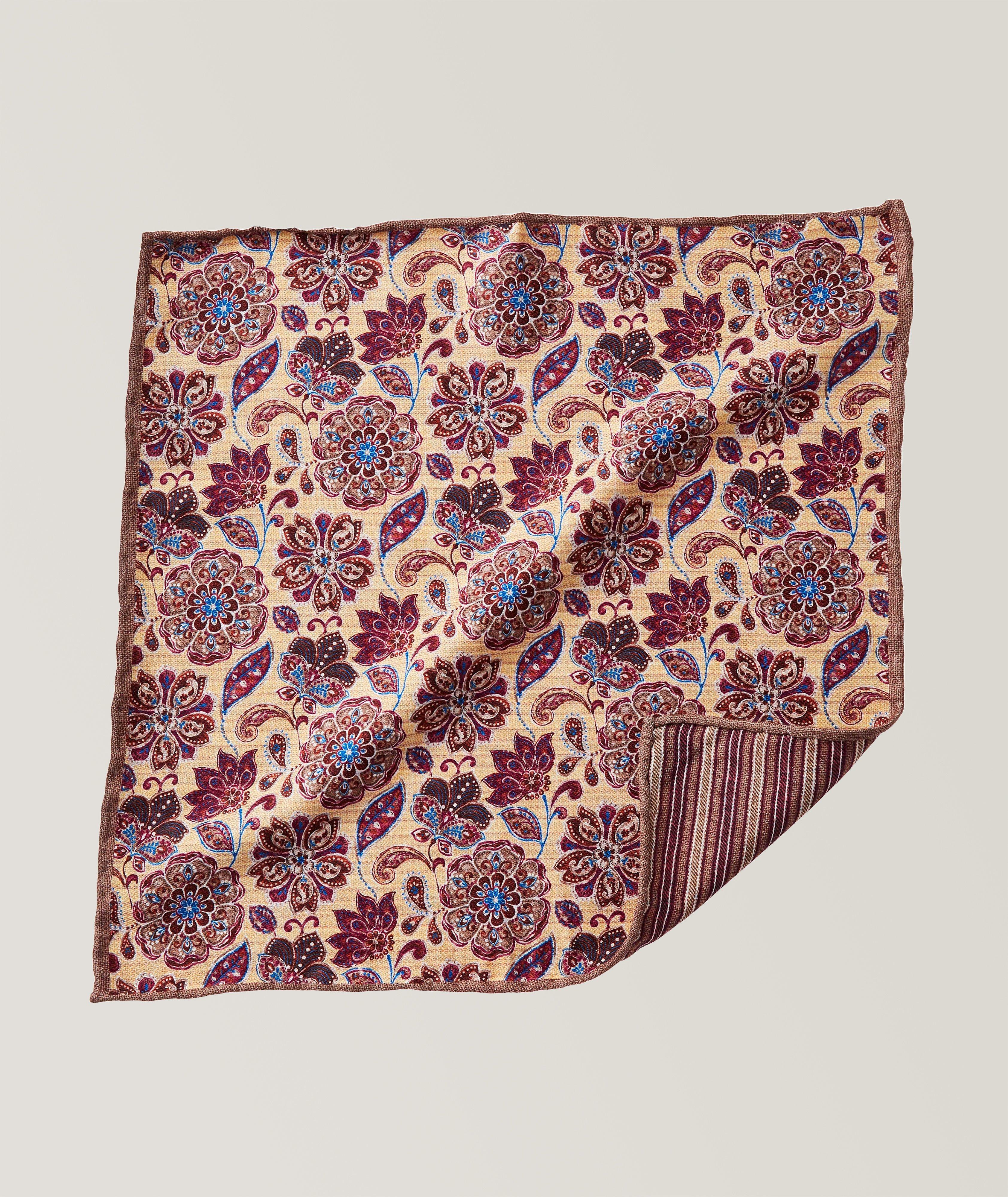 Reversible Paisley Pattern Silk Pocket Square