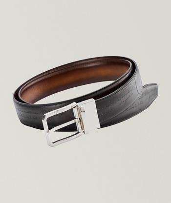 Berluti Classic Scritto Leather Belt, Belts