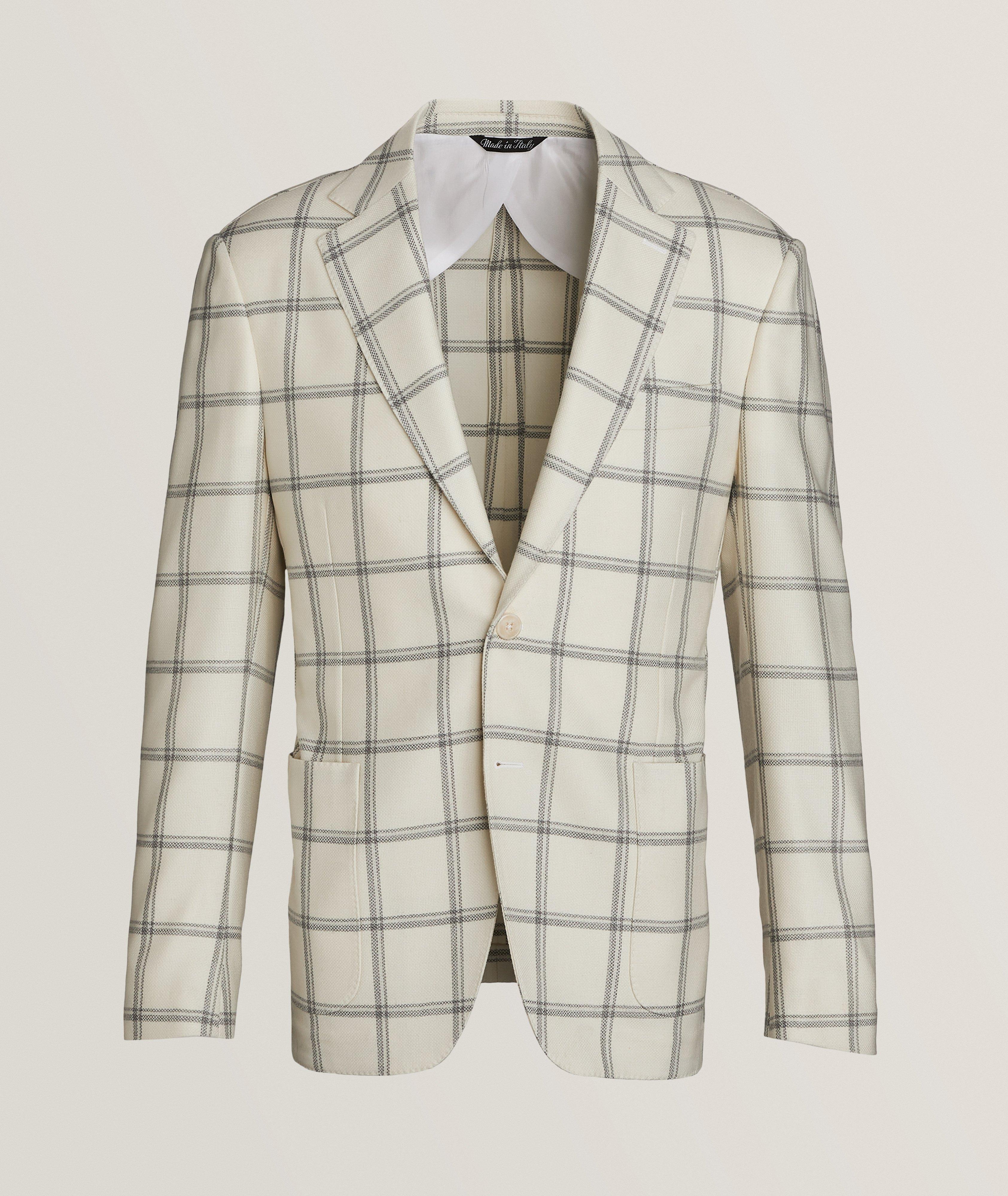 Slim-Fit Large Windowpane Drago Wool Suit