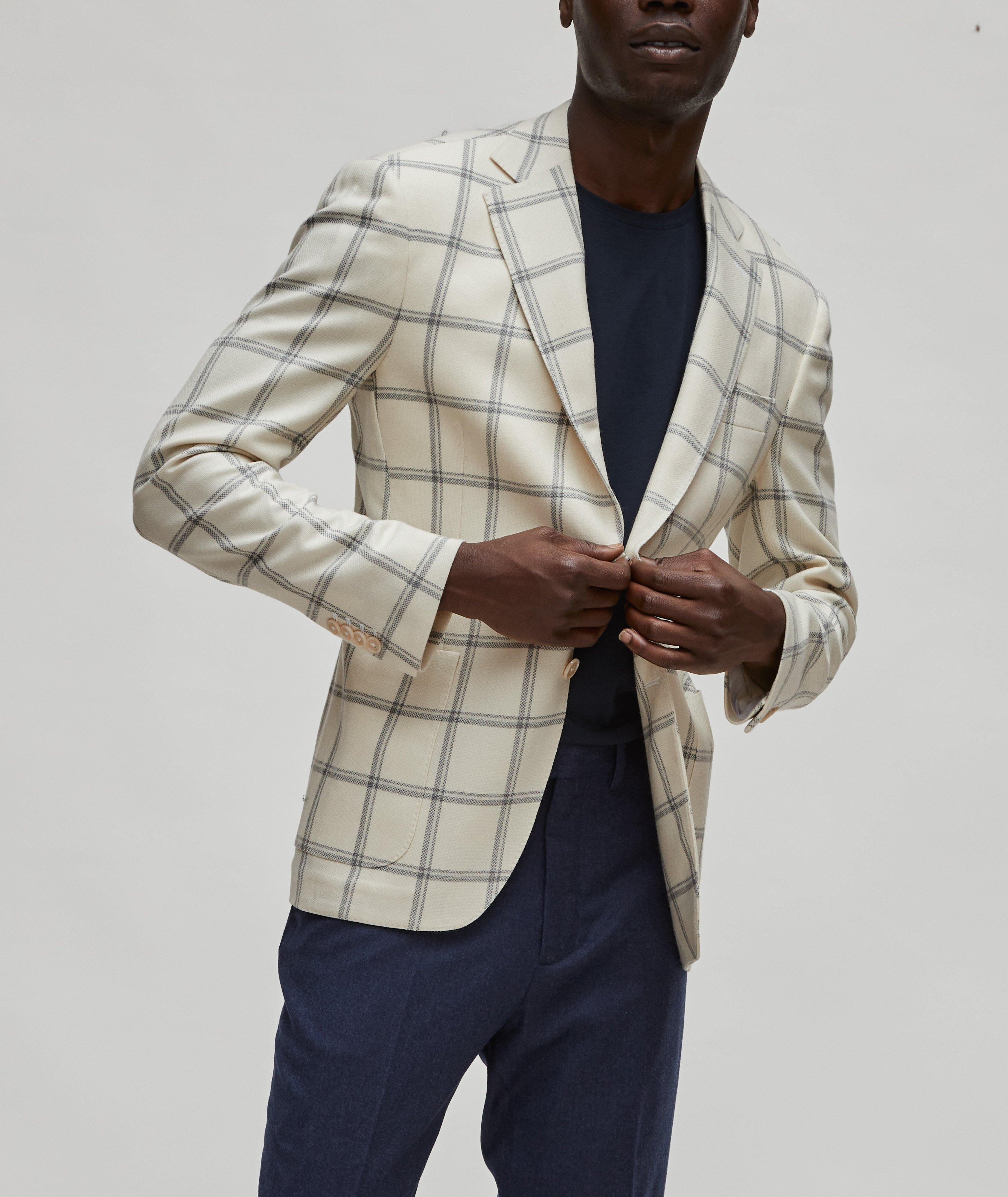 Slim-Fit Windowpane Drago Wool Suit image 1