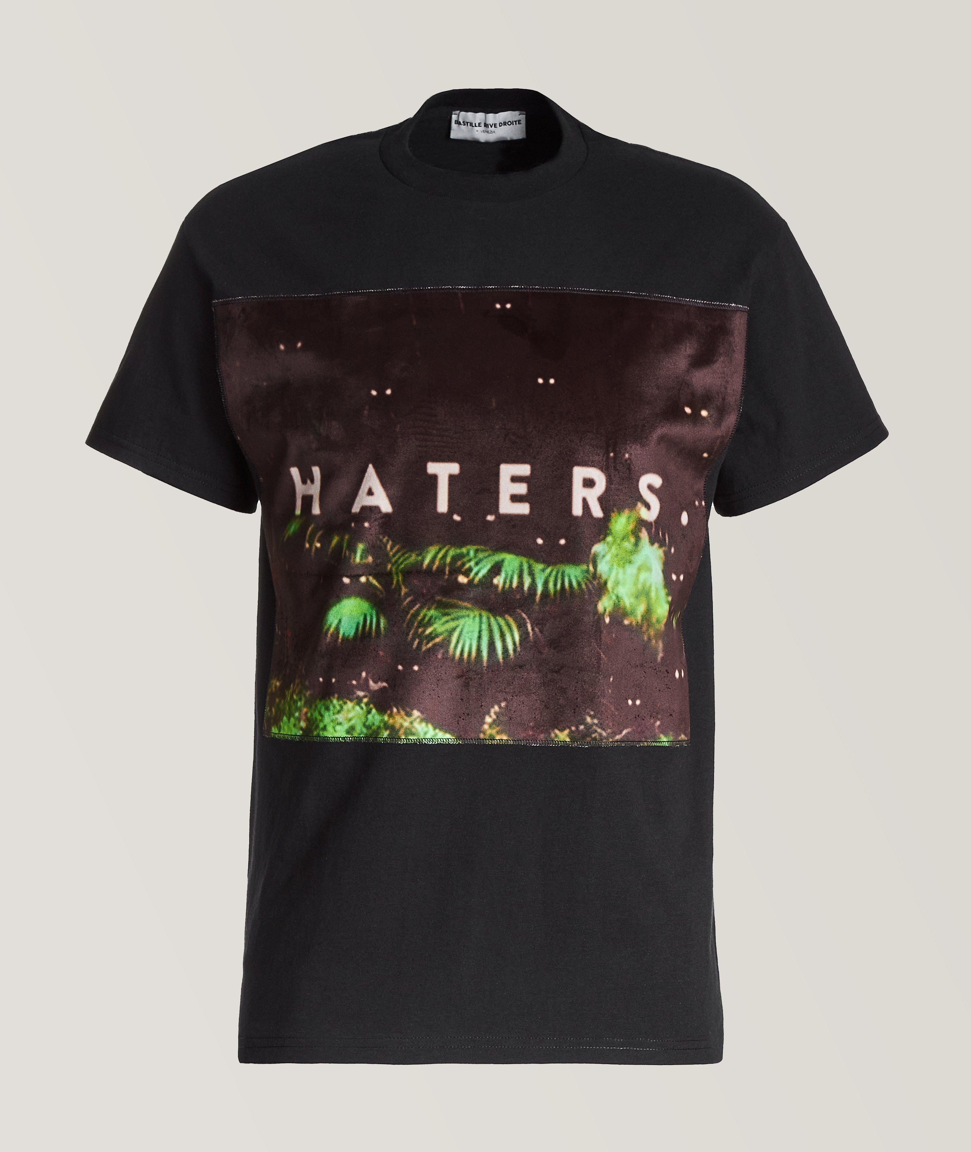 Bastille Haters Print Cotton T-Shirt In Black , Men's Size XL Leather