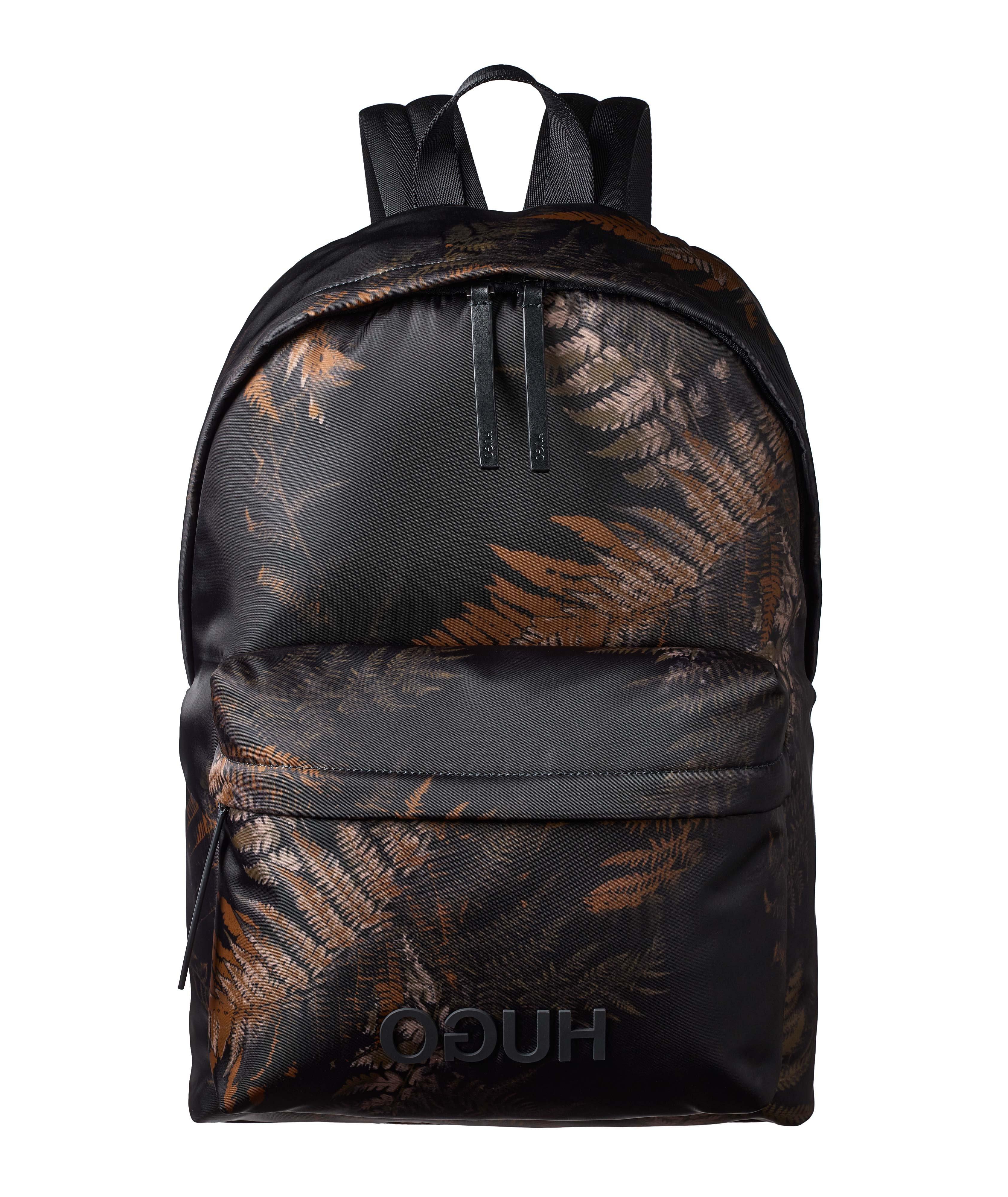 Leaf Print Reverse Logo Backpack  image 0