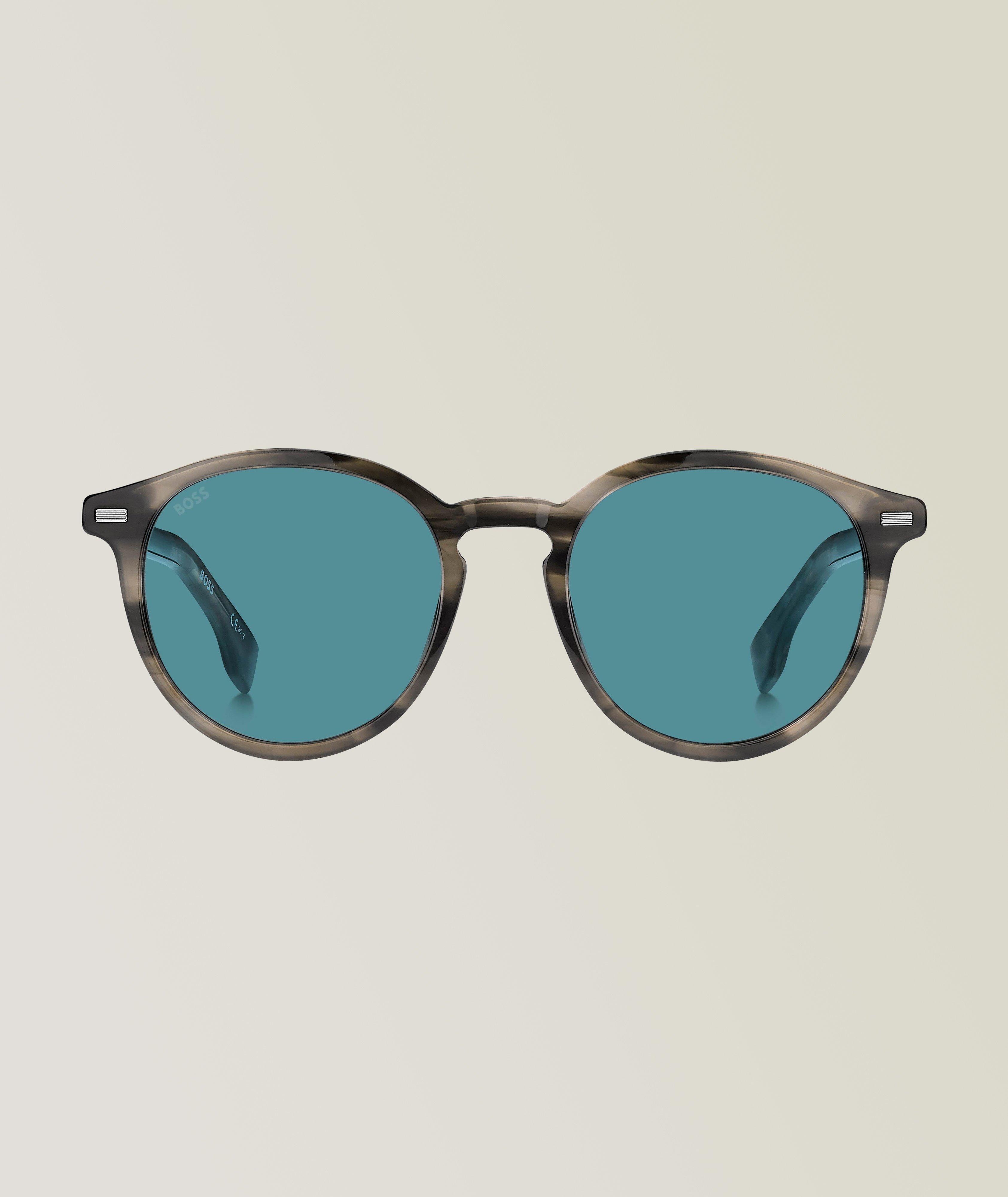 Hugo Boss Grey Brown Sunglasses With Blue Lenses
