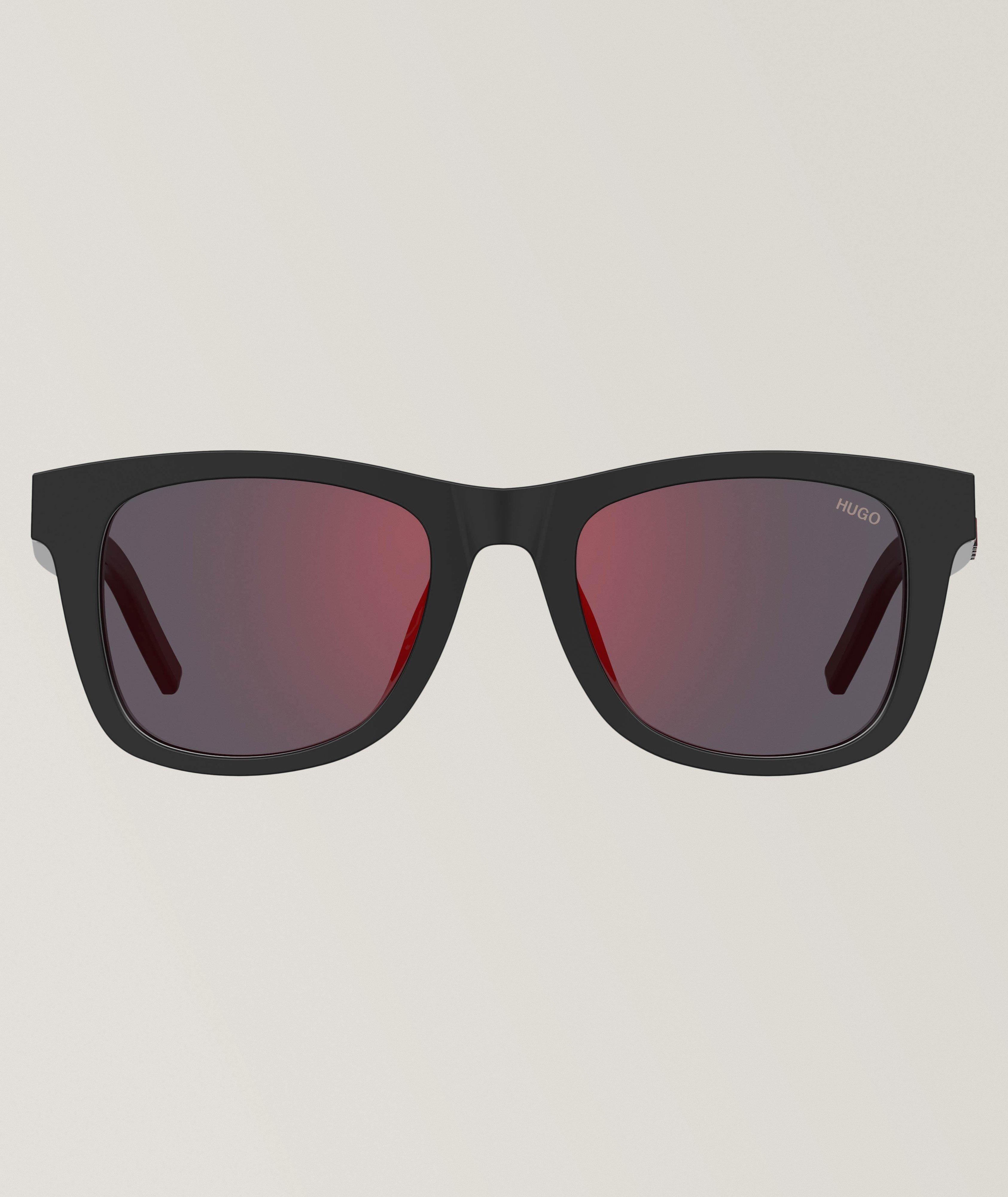 Hugo Black Sunglasses With Red Mirror Lenses