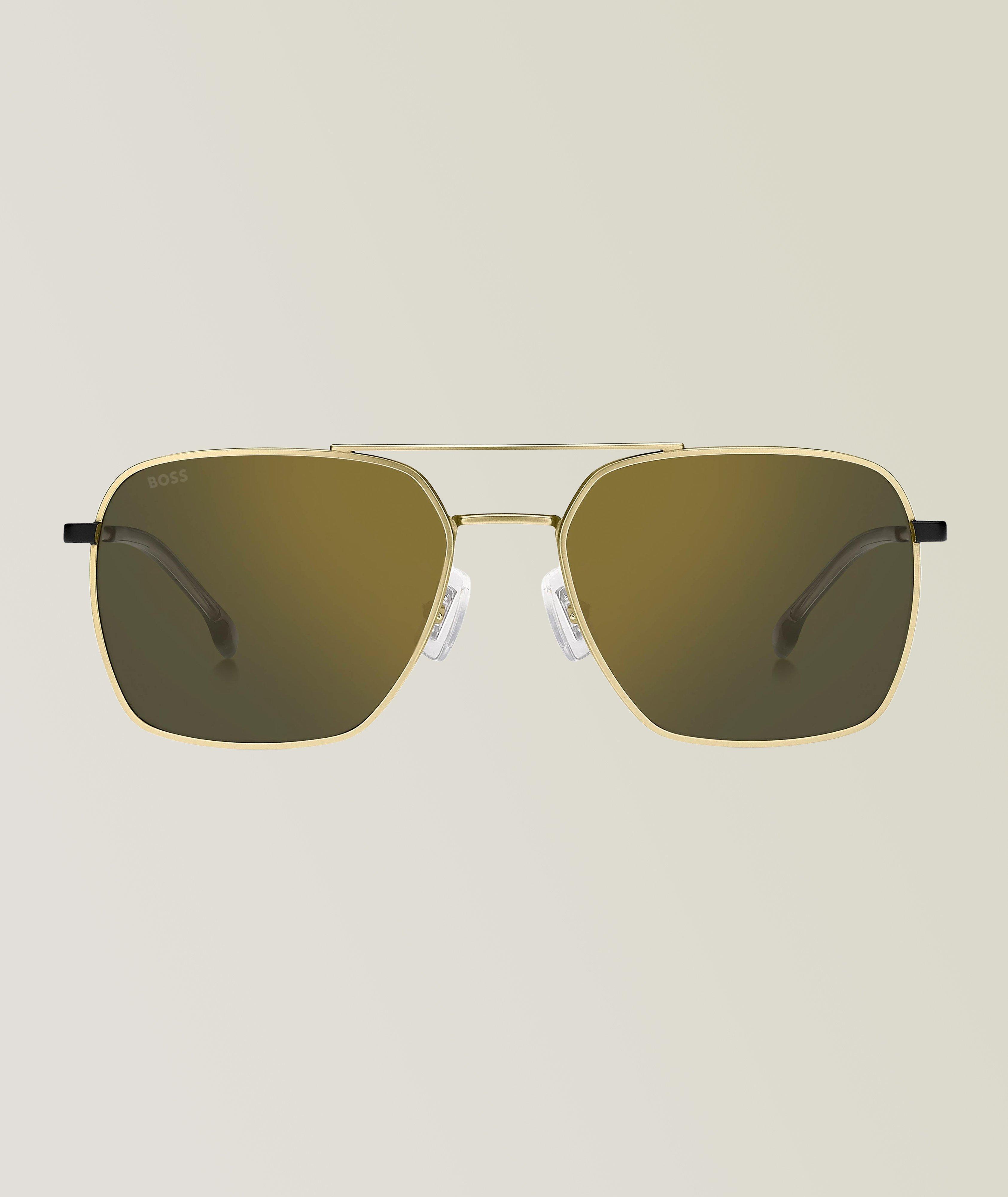 Hugo Boss Gold Black Sunglasses With Grey Mirrored Lenses