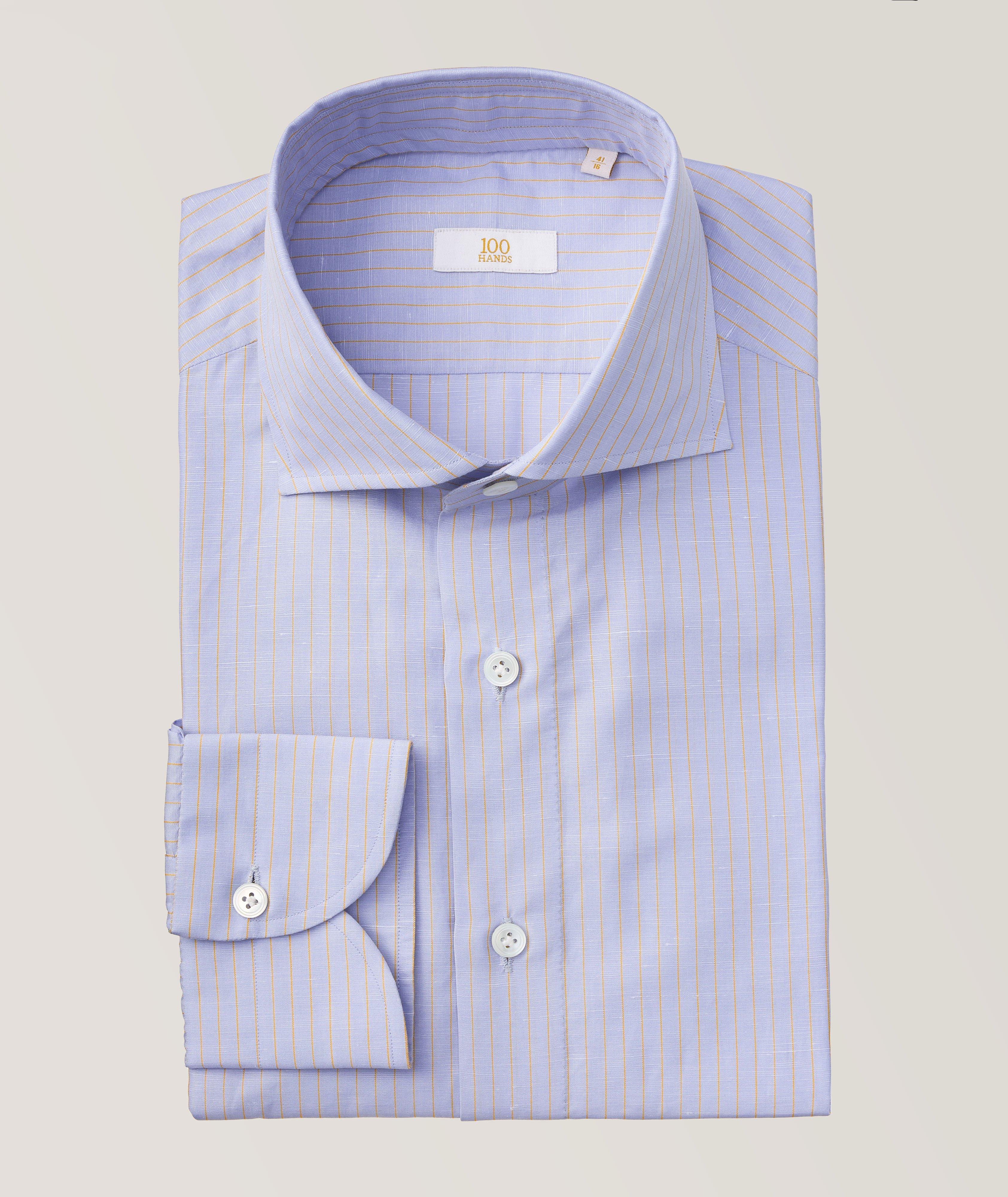 Gold Line Striped Linen-Cotton Dress Shirt image 0