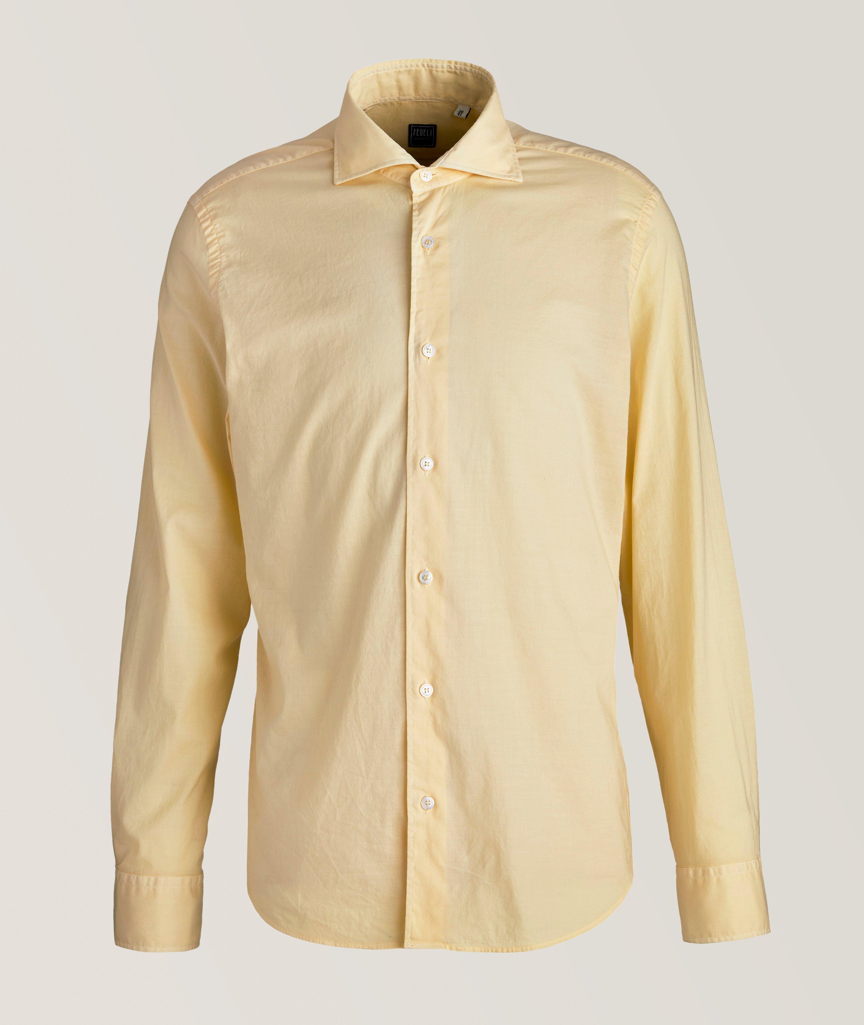 Fedeli Sean Panamino Stretch-Cotton Shirt In Yellow , Men's Size 39