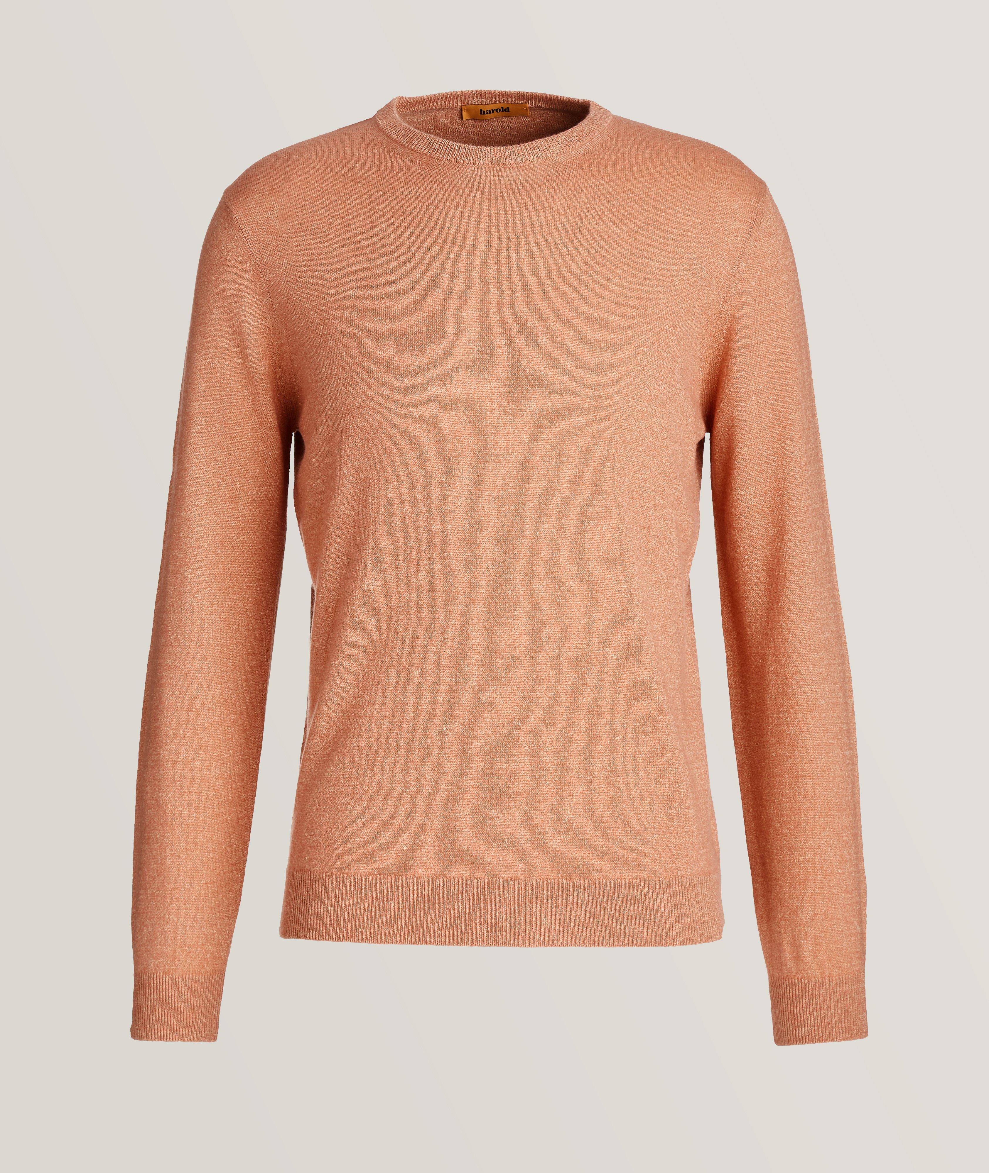 Harold Cashmere-Linen Mélange Crewneck Sweater In Orange , Men's Size XL