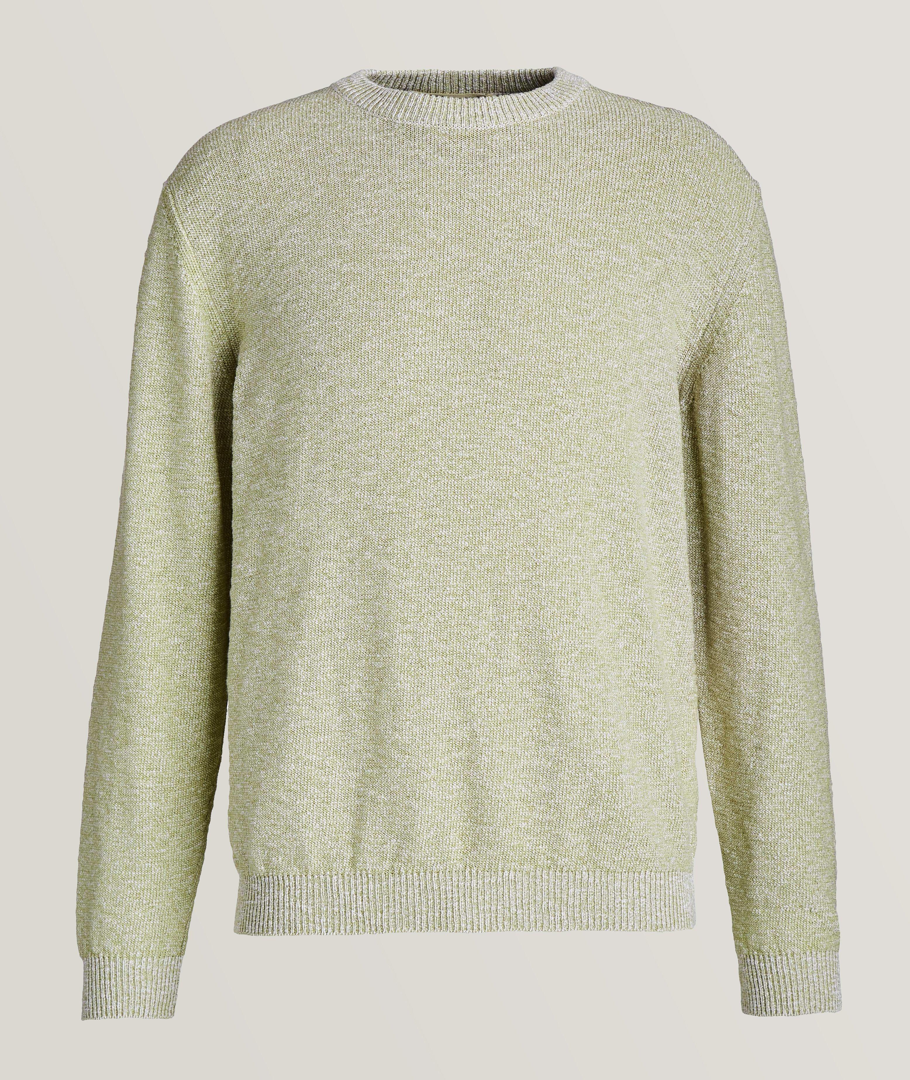 Maurizio Baldassari Summer Mouline Crew Neck Sweater In Green , Men's Size Medium Cotton