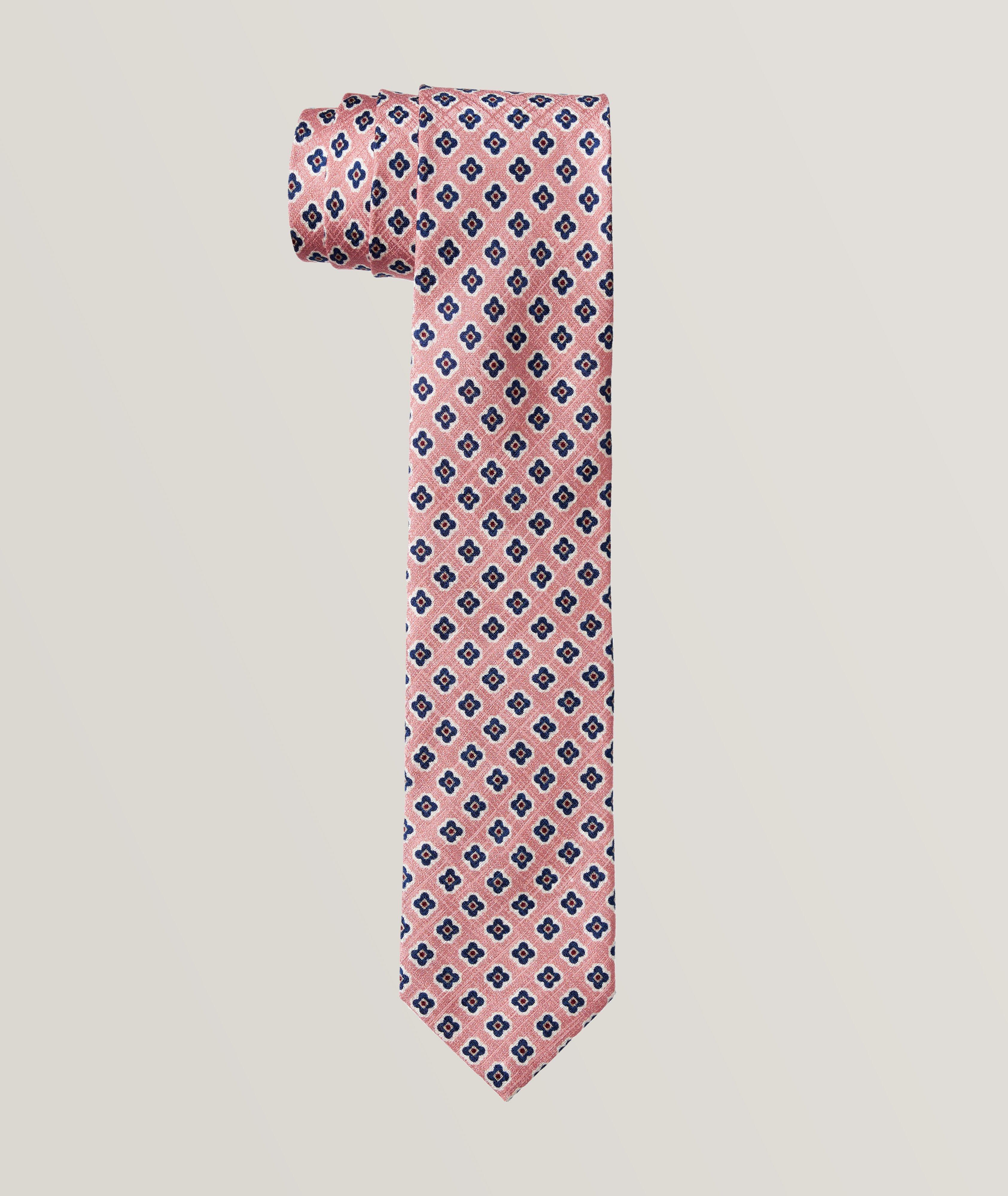 Medallion Pattern Silk-Blend Tie