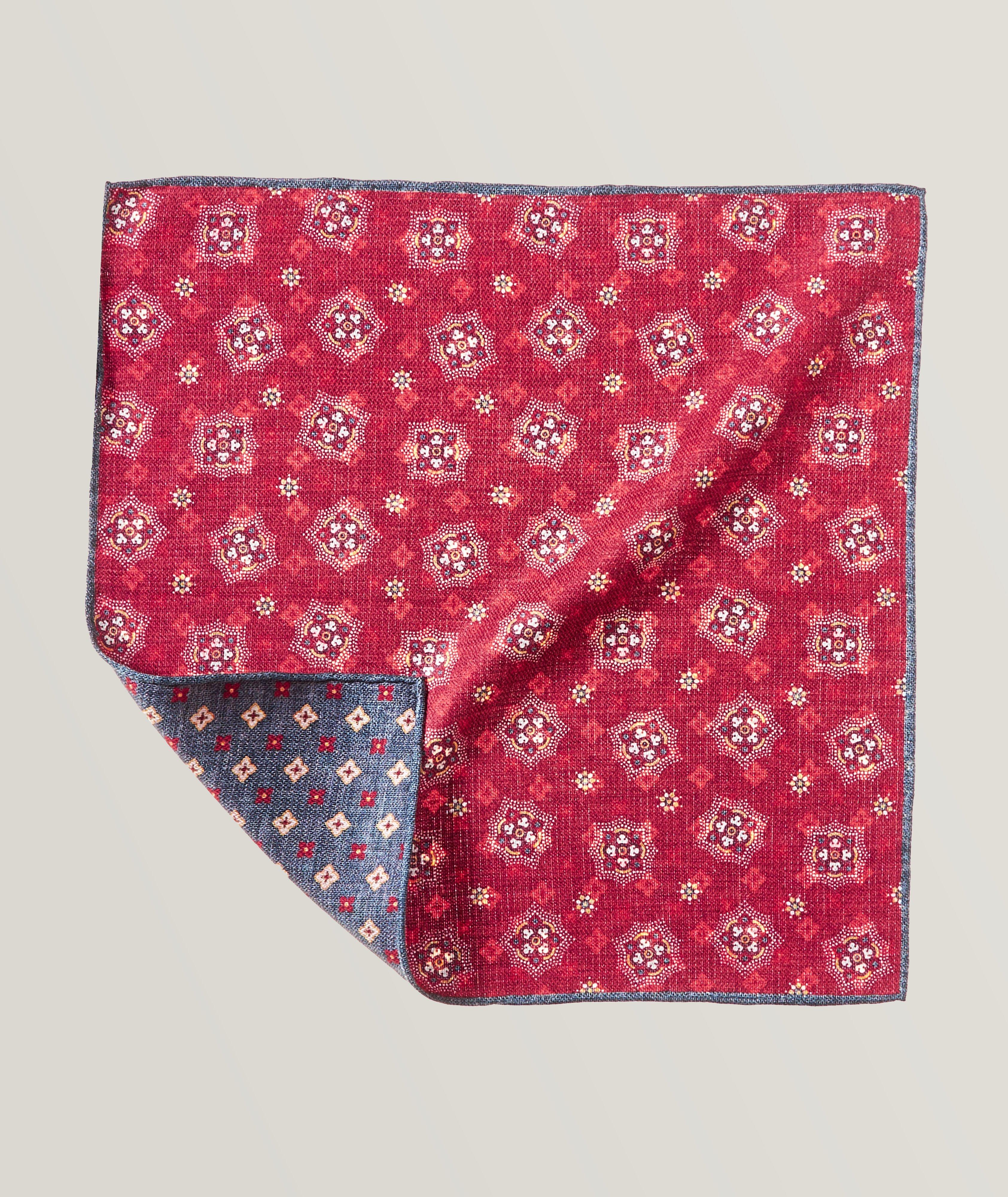 Neat Patterned Silk Trim Pocket Square