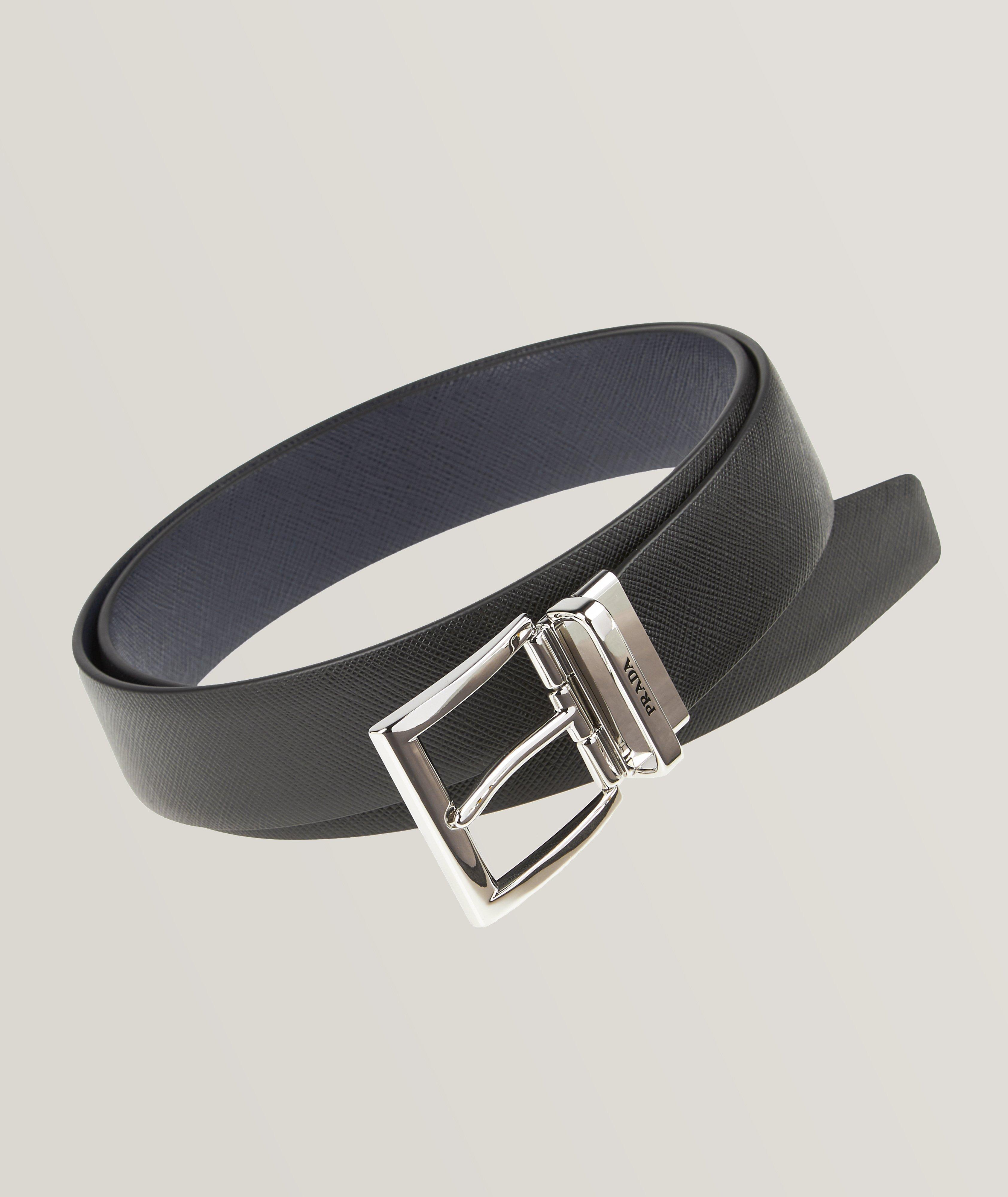 Prada Ceinture Habillée Réversible En Cuir Saffiano En Noir , Taille Homme 40