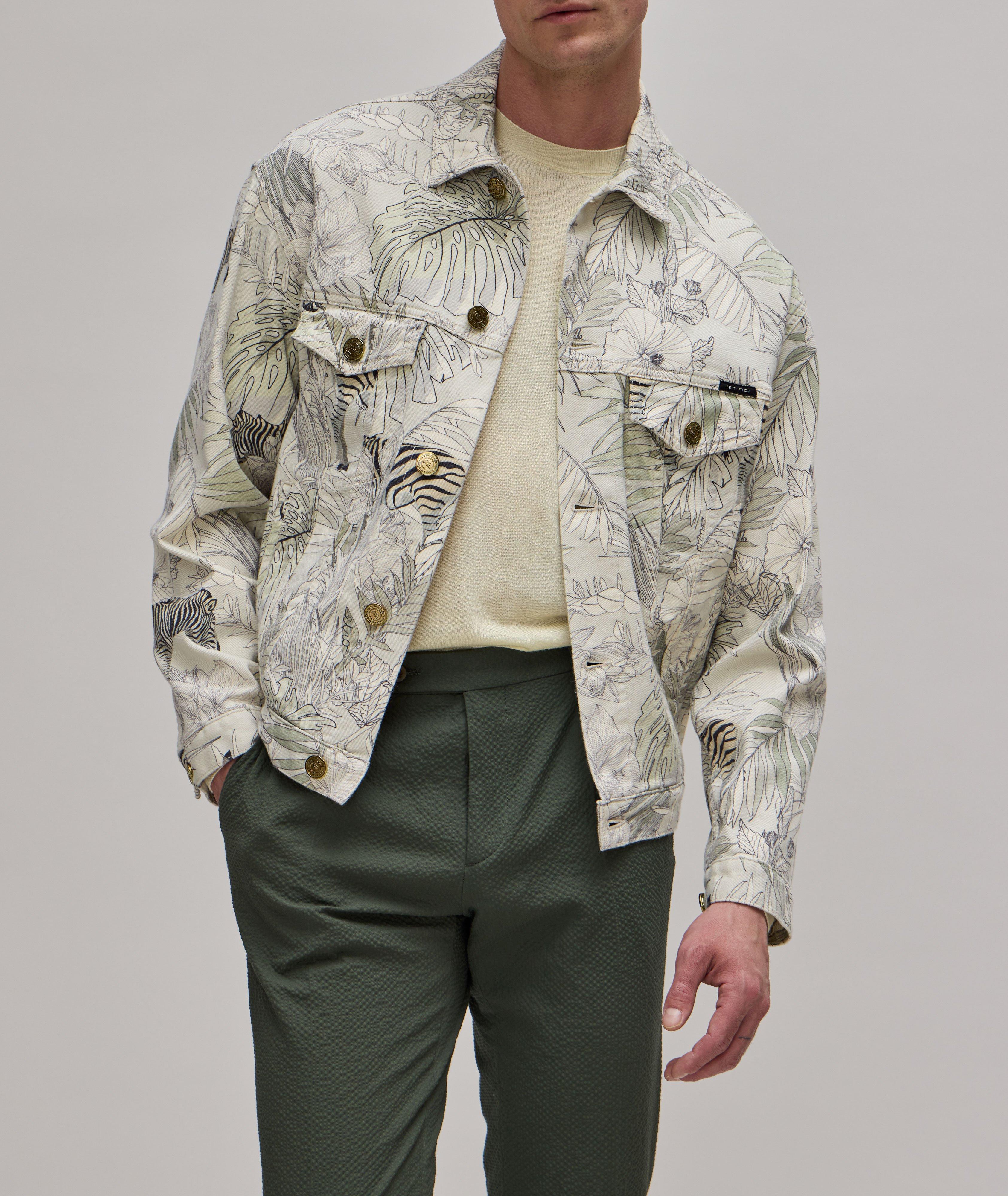 Botanical Zebra Print Stretch-Cotton Trucker Jacket image 1