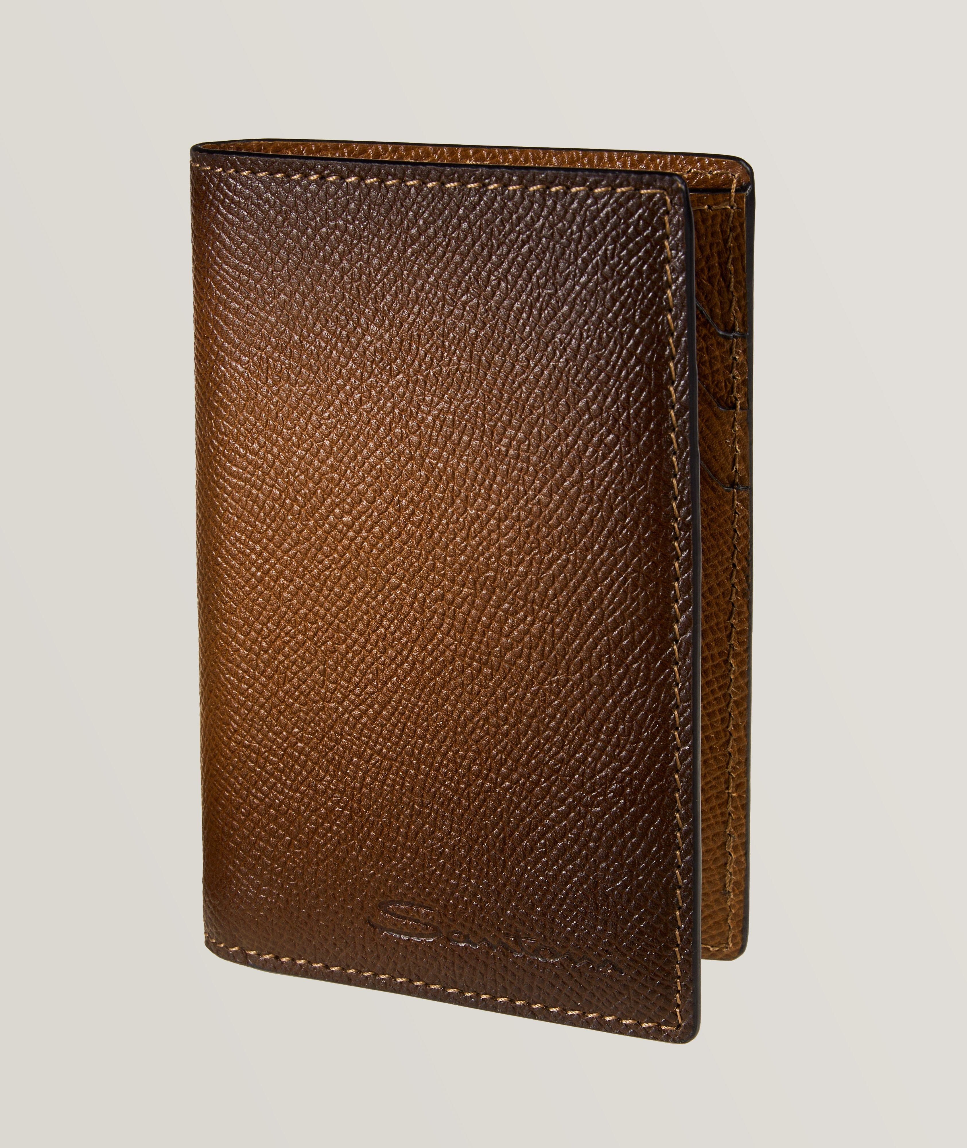 Air Burnished Grain Leather Vertical Card Case
