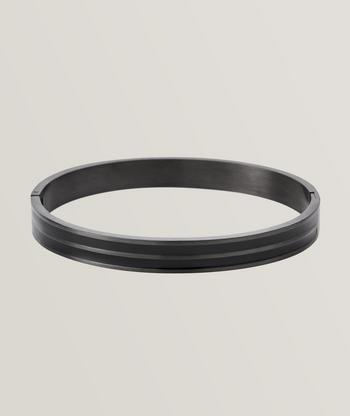 Gunmetal plated Diamond Giza bracelet with black leather – Tateossian USA