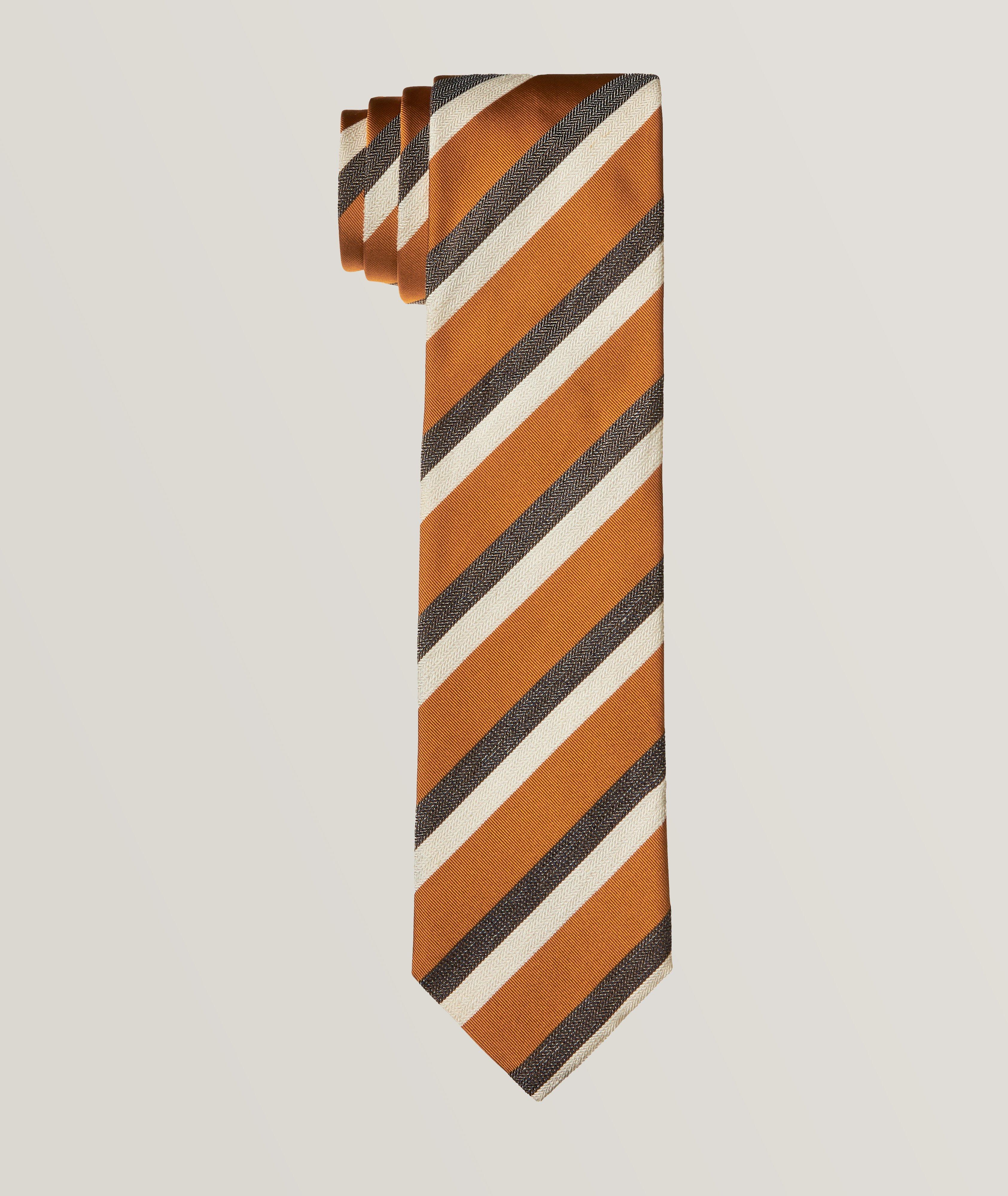 Silk-Cotton-Linen Regimental Stripes Tie