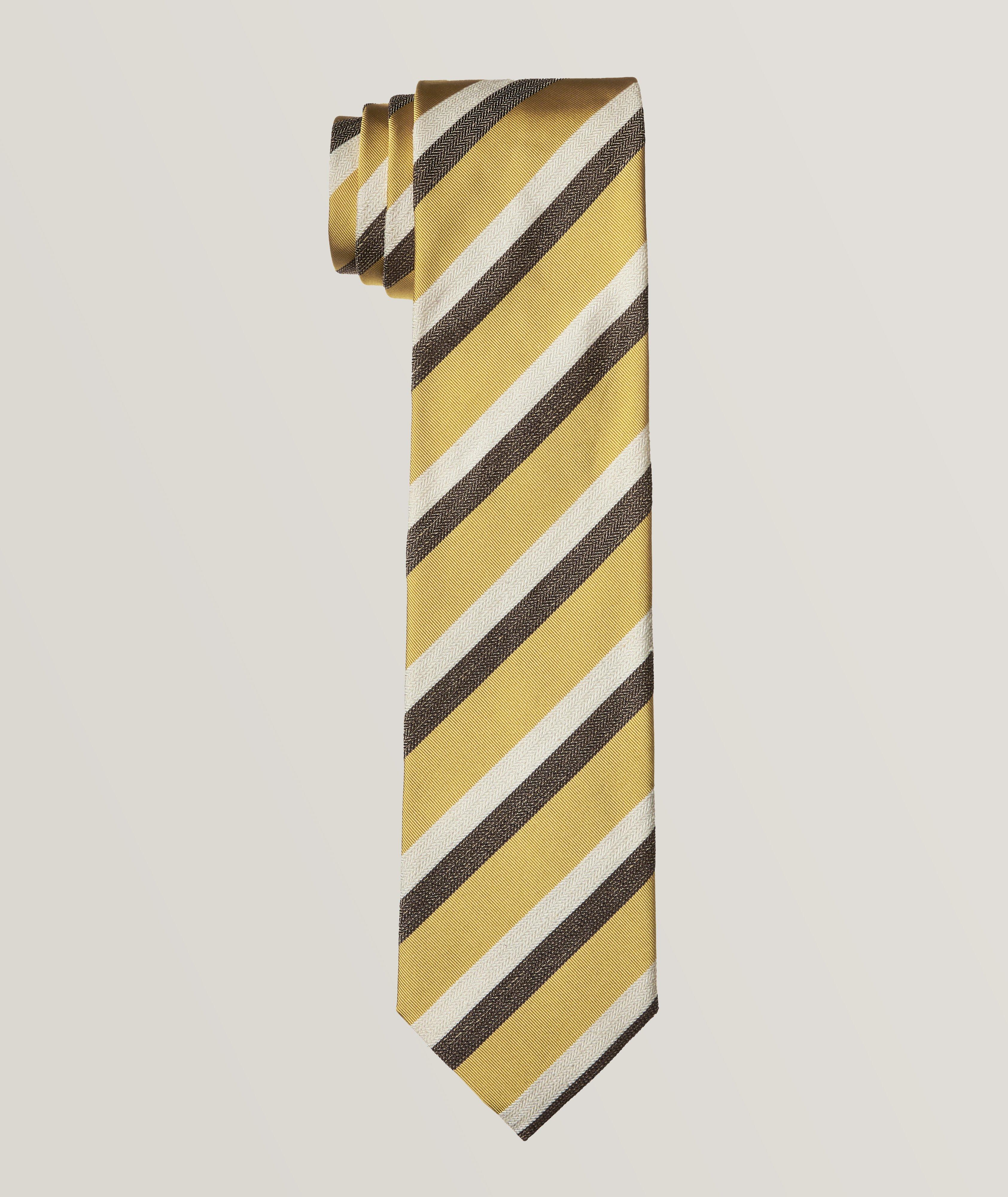 Silk-Cotton-Linen Regimental Stripes Tie