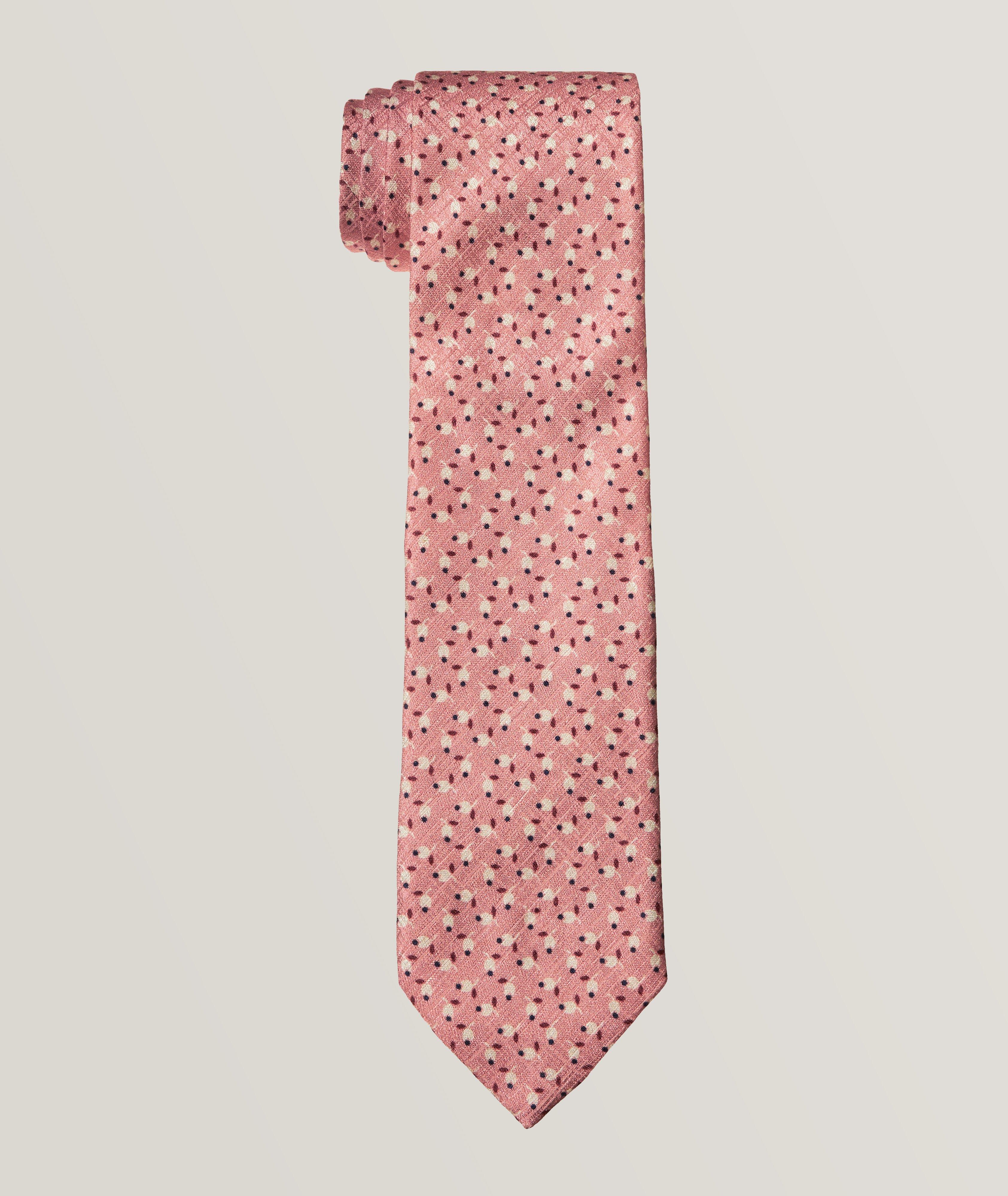 Silk-Linen Floral Patterned Tie