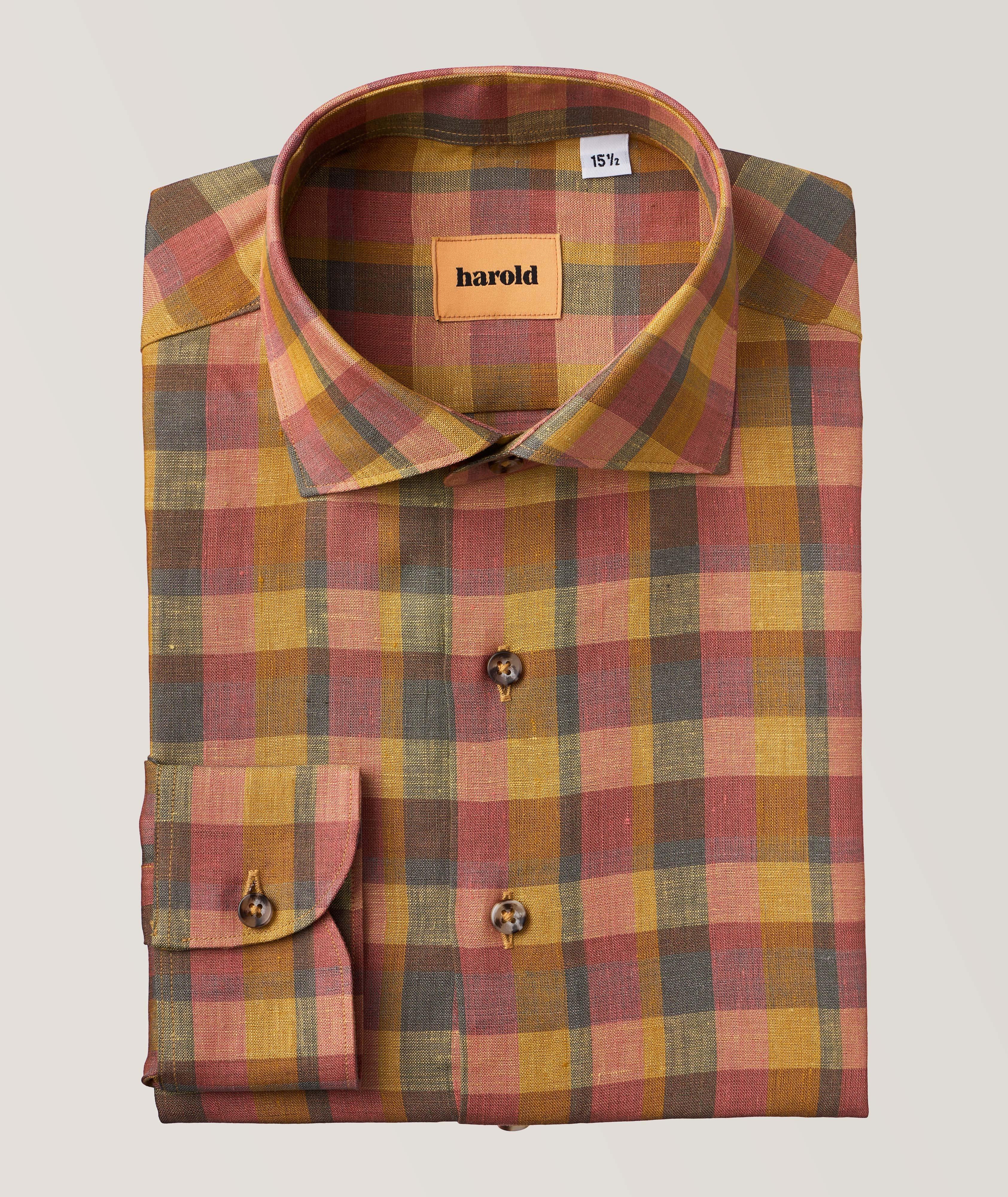 Plaid Linen Dress Shirt image 0