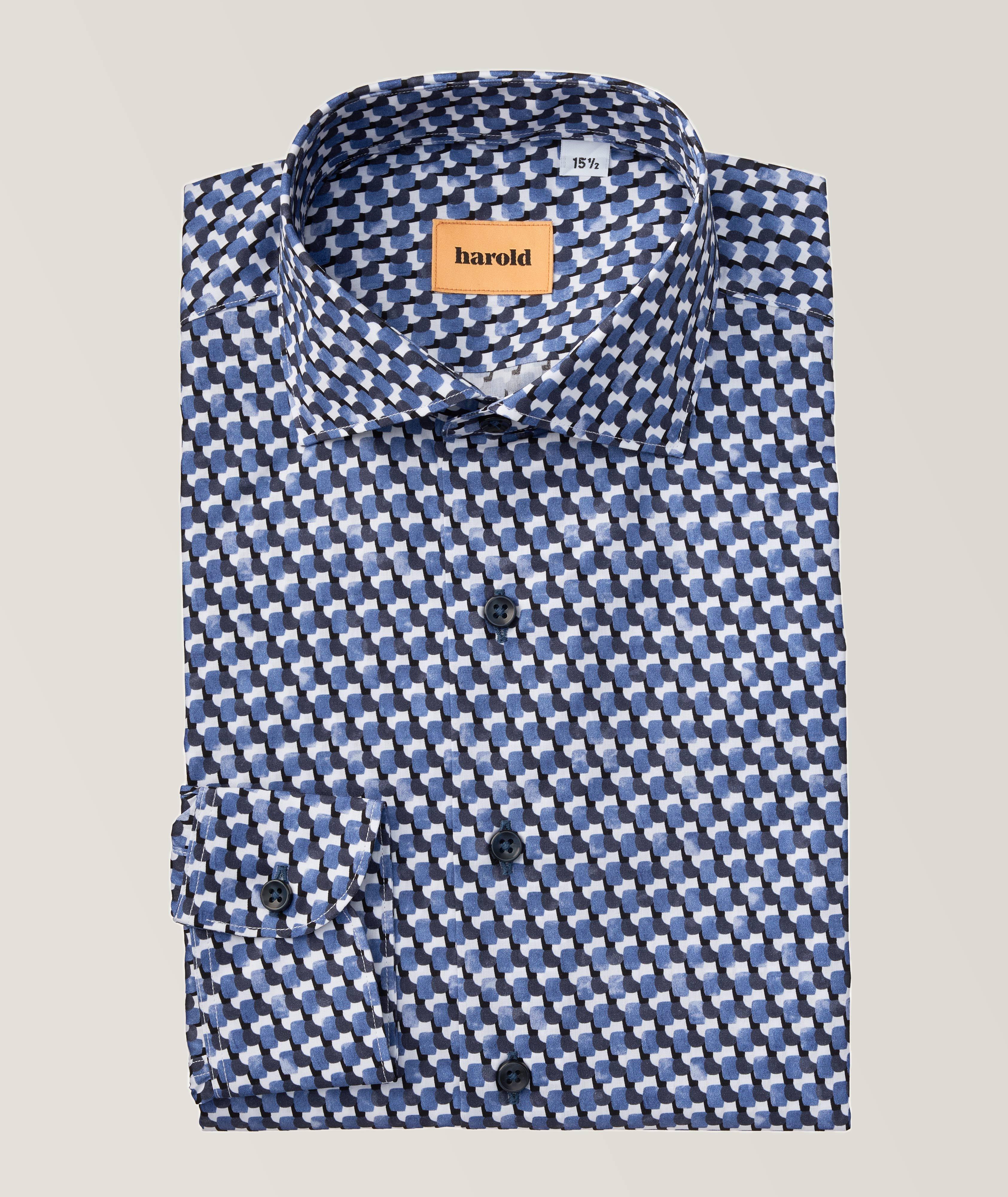 Slim-Fit Geometric Dress Shirt image 0