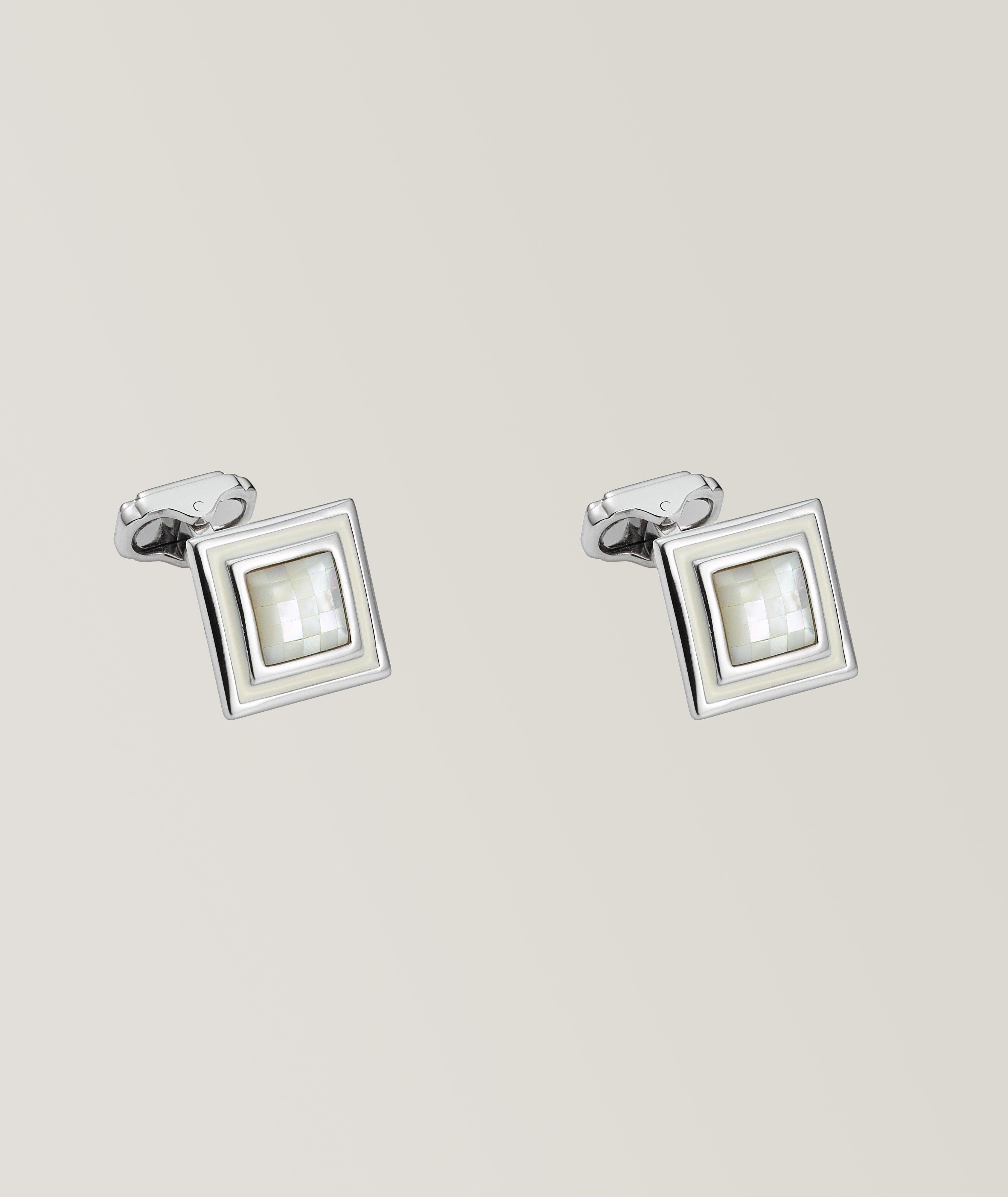 Rhodium Square Mosaic Cufflinks image 0