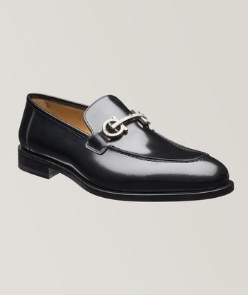 Ferragamo Finley Double Gancini Bit Polished Leather Loafers